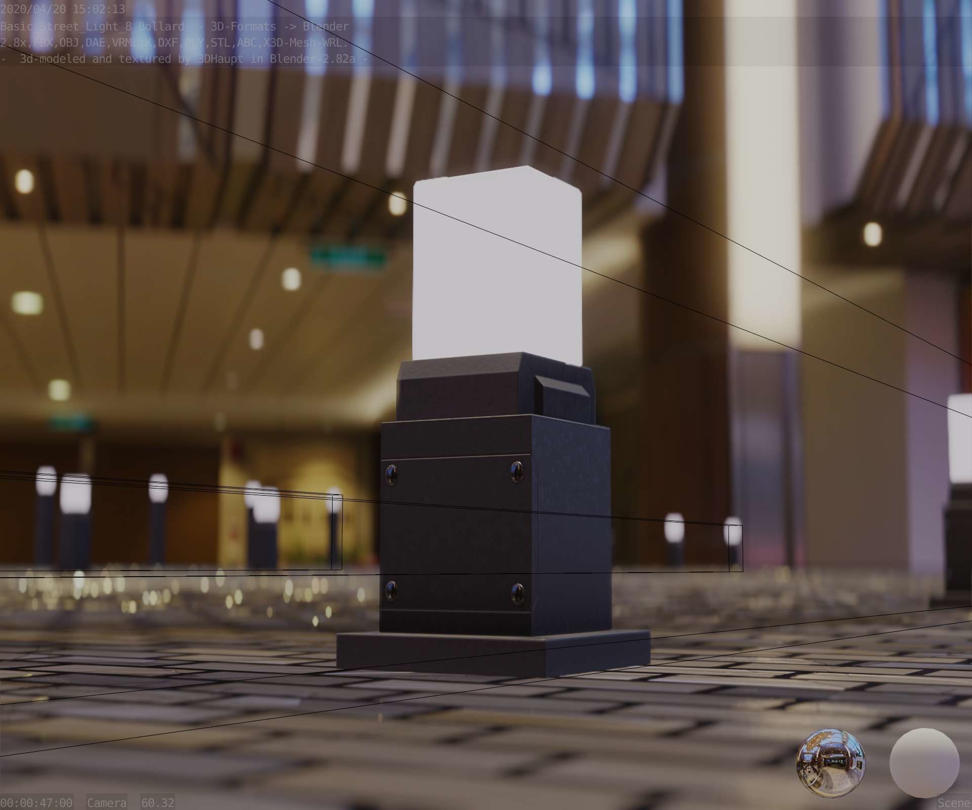 Street Light 8 Bollard 350mm Basic Version 3 Low-poly 3D model_41