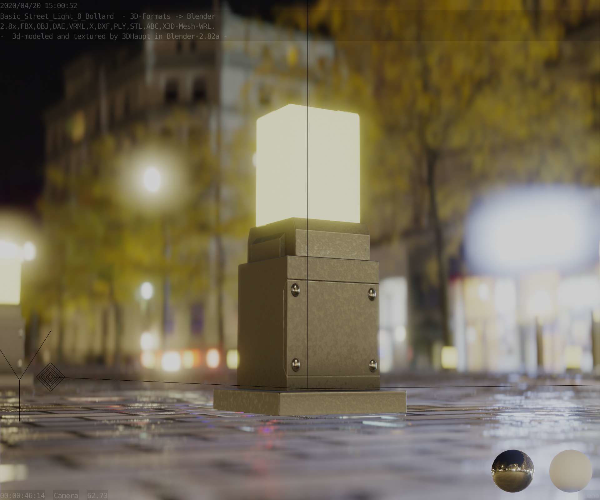 Street Light 8 Bollard 350mm Basic Version 3 Low-poly 3D model_31