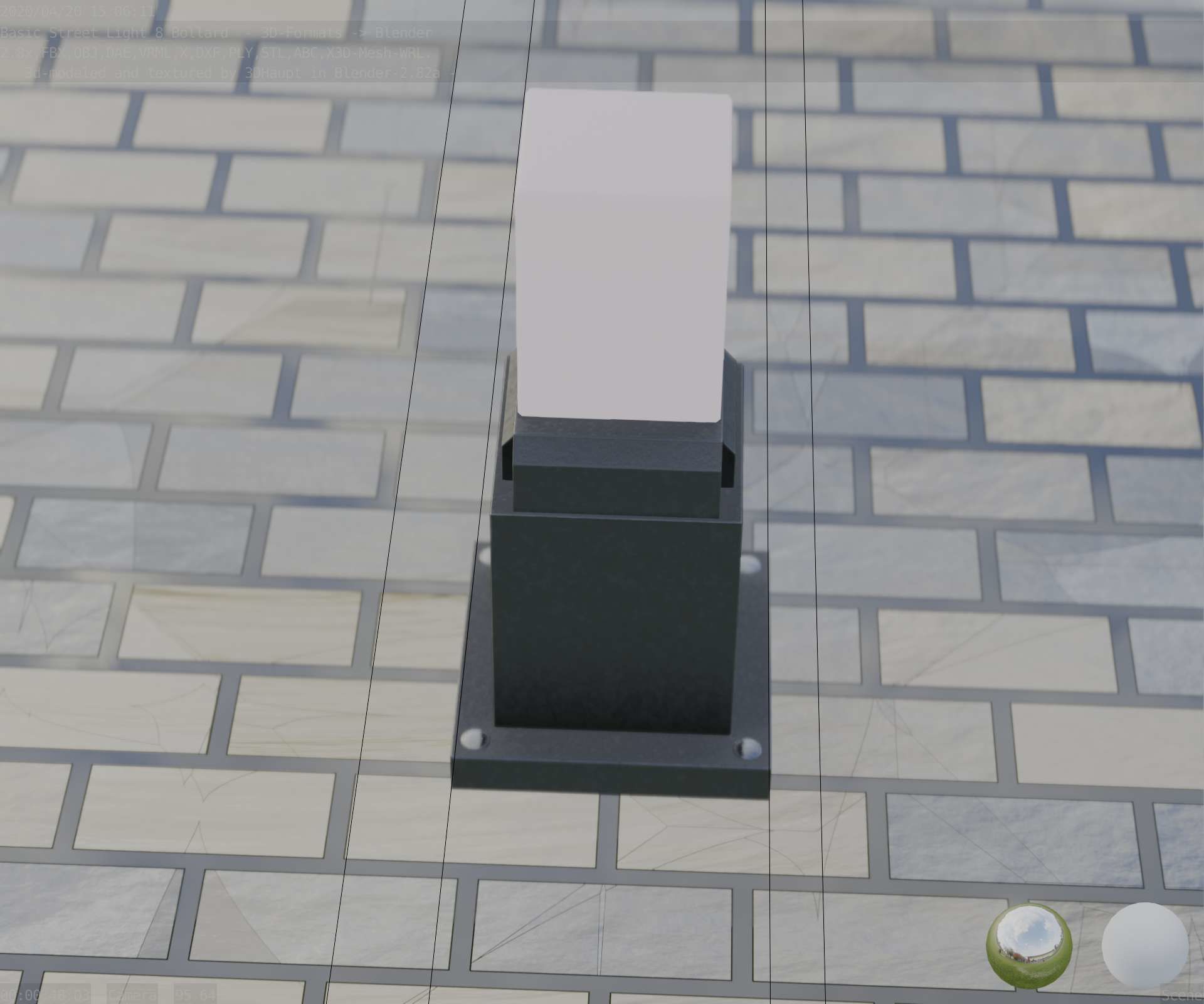 Street Light 8 Bollard 350mm Basic Version 3 Low-poly 3D model_72