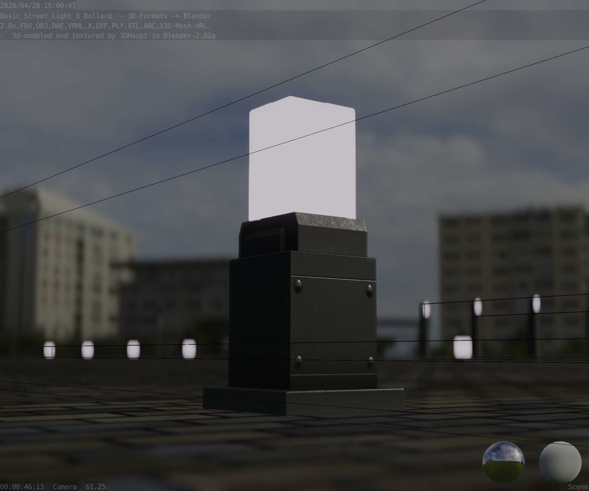 Street Light 8 Bollard 350mm Basic Version 3 Low-poly 3D model_30