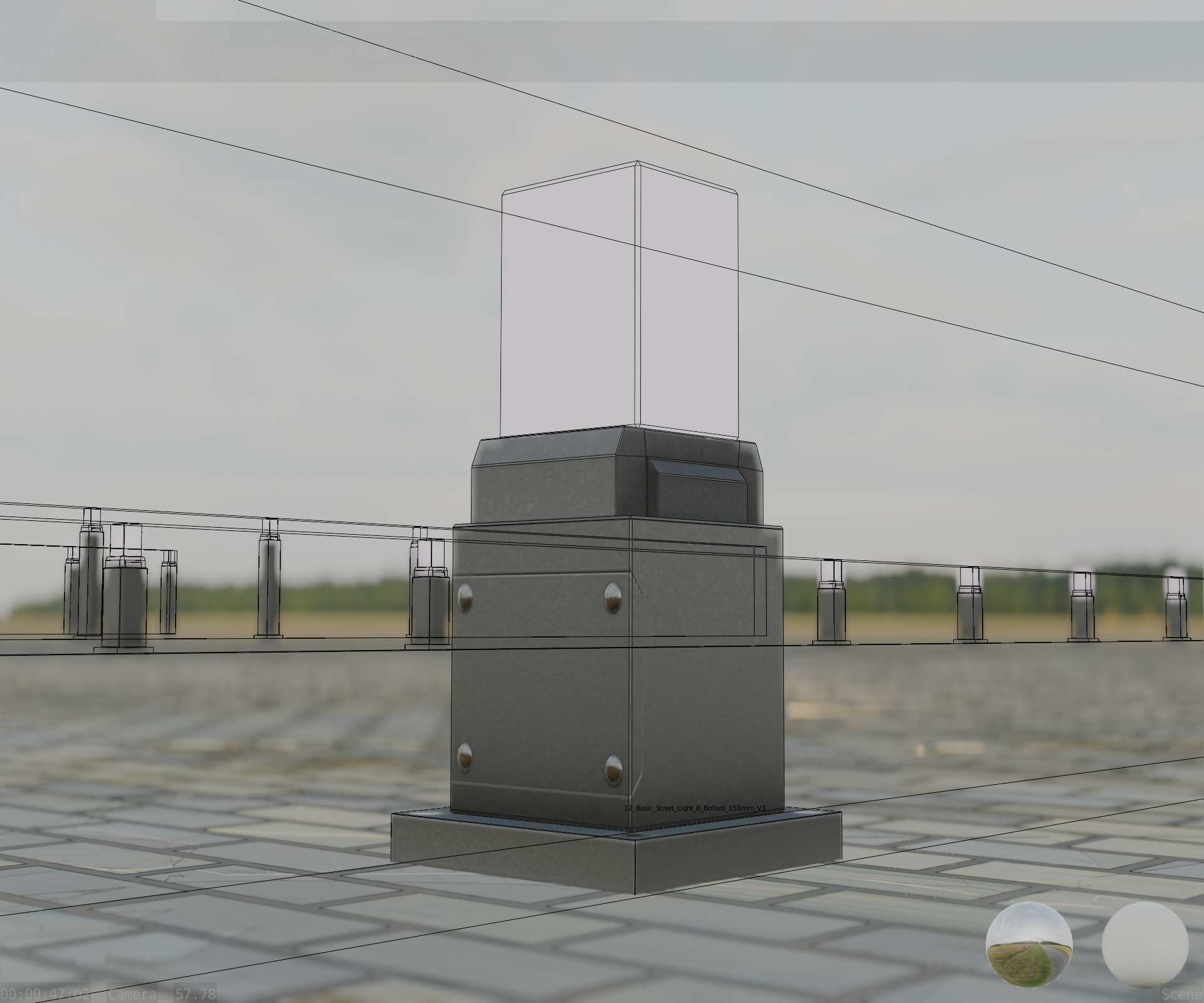 Street Light 8 Bollard 350mm Basic Version 3 Low-poly 3D model_43