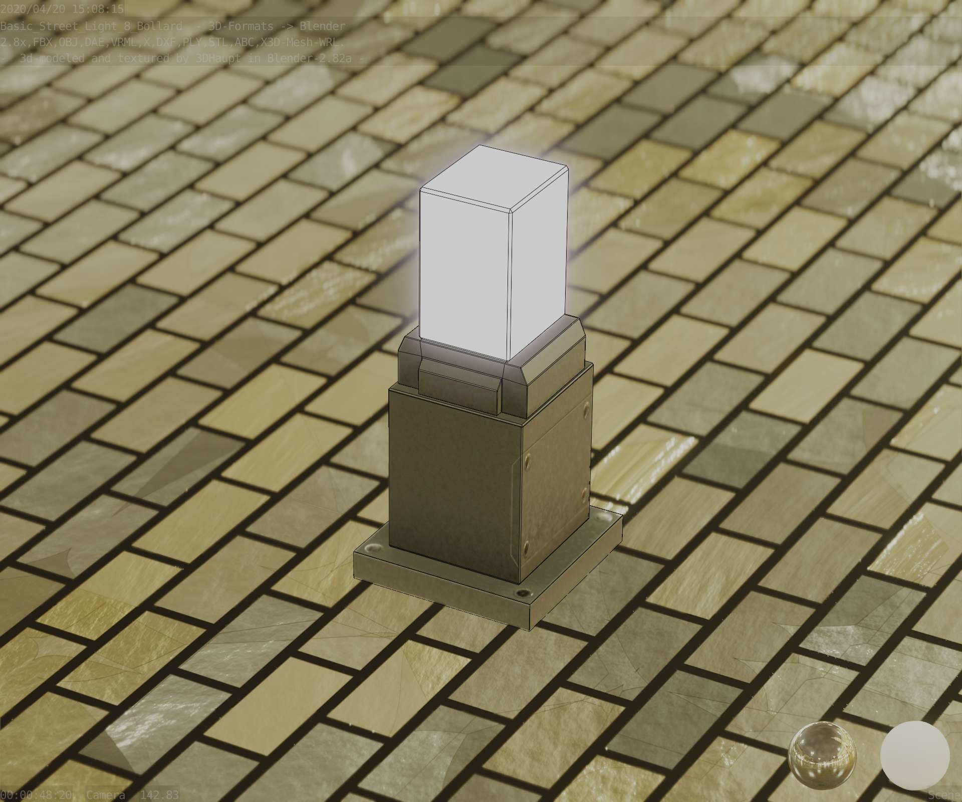 Street Light 8 Bollard 350mm Basic Version 3 Low-poly 3D model_89