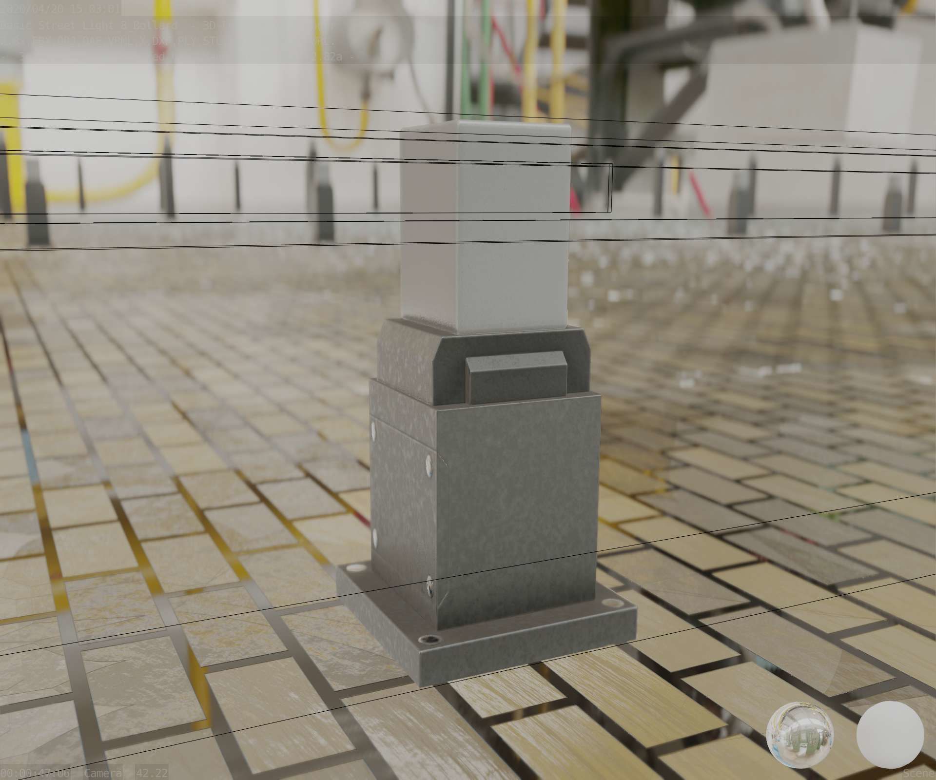 Street Light 8 Bollard 350mm Basic Version 3 Low-poly 3D model_47