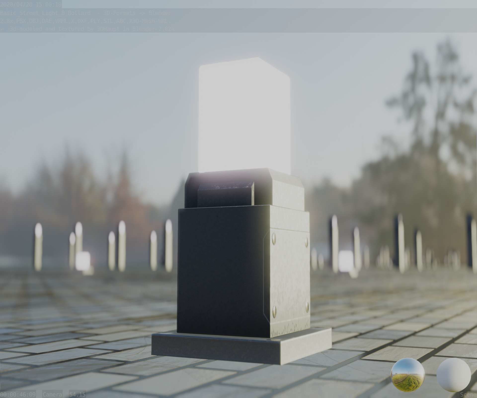 Street Light 8 Bollard 350mm Basic Version 3 Low-poly 3D model_26