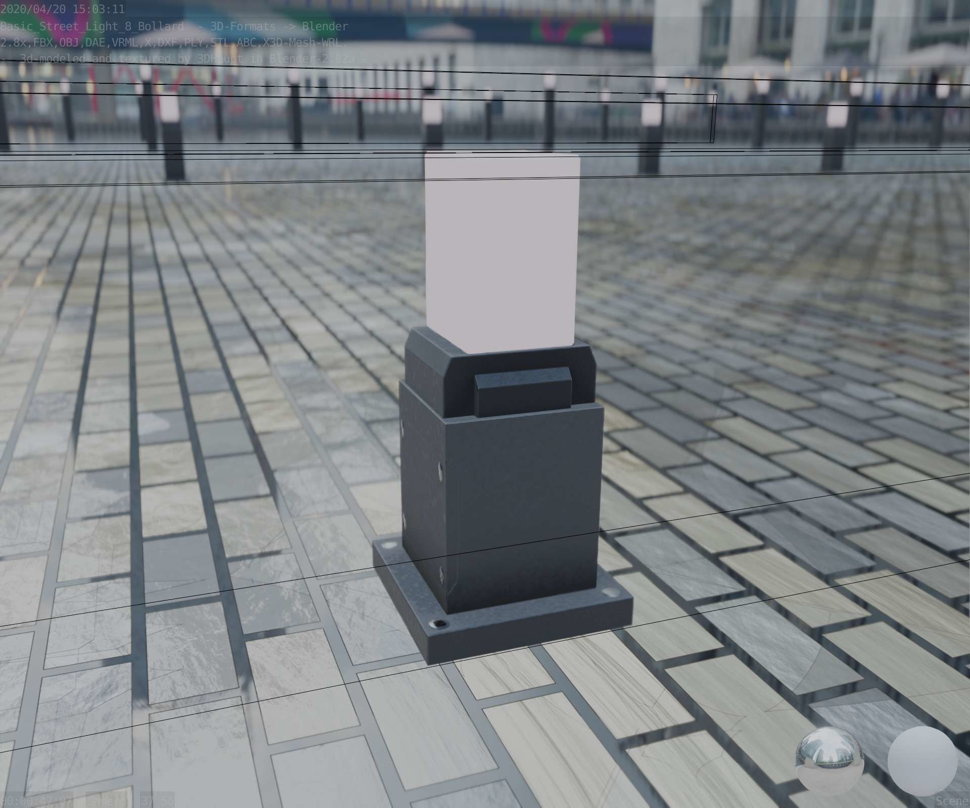 Street Light 8 Bollard 350mm Basic Version 3 Low-poly 3D model_48