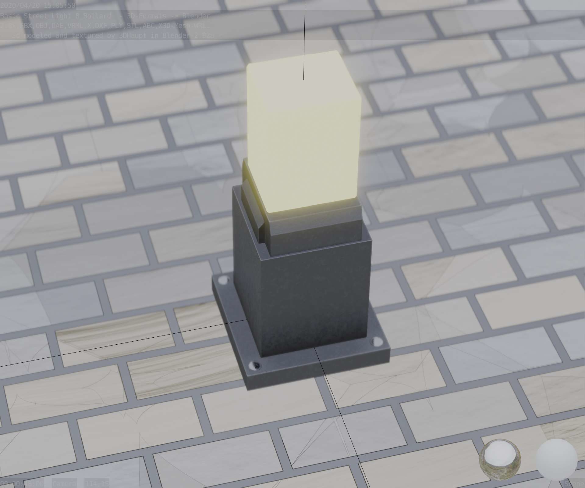 Street Light 8 Bollard 350mm Basic Version 3 Low-poly 3D model_69