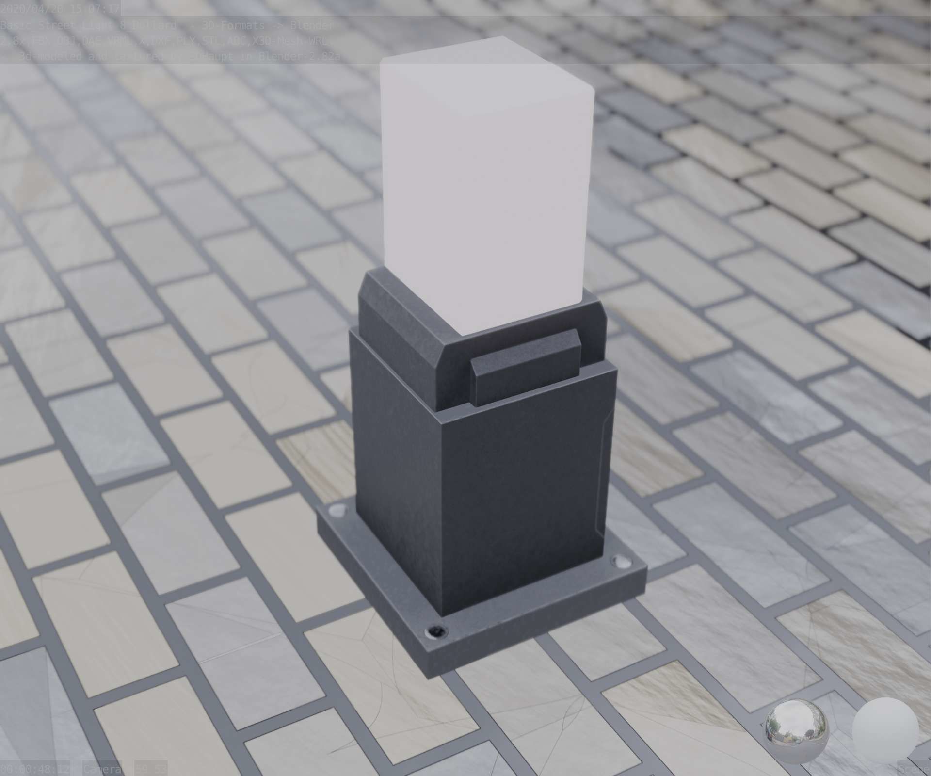 Street Light 8 Bollard 350mm Basic Version 3 Low-poly 3D model_81