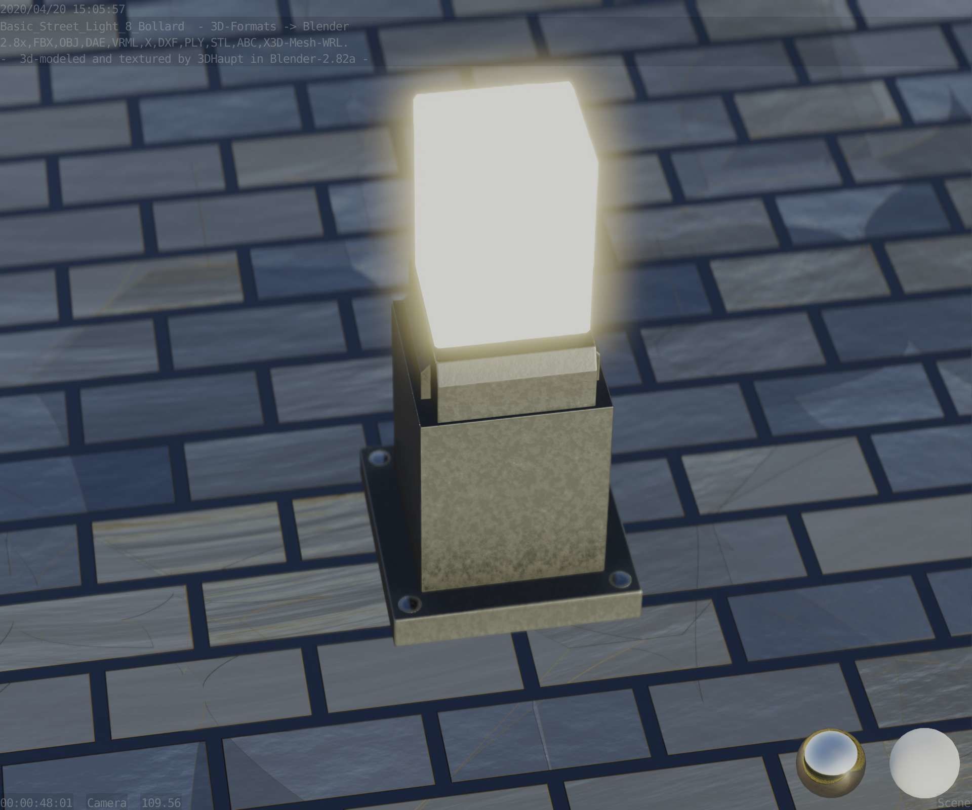 Street Light 8 Bollard 350mm Basic Version 3 Low-poly 3D model_70