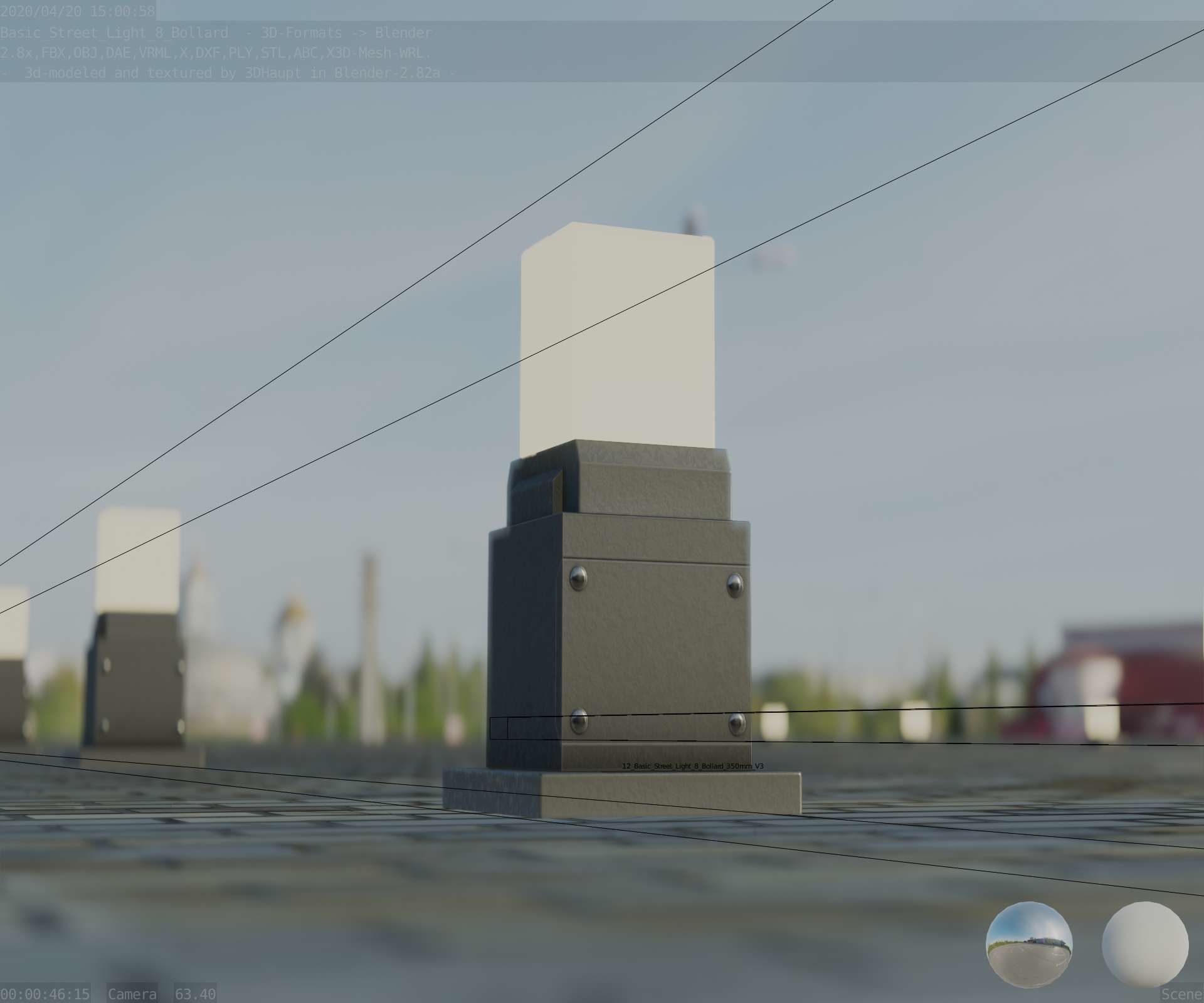 Street Light 8 Bollard 350mm Basic Version 3 Low-poly 3D model_32