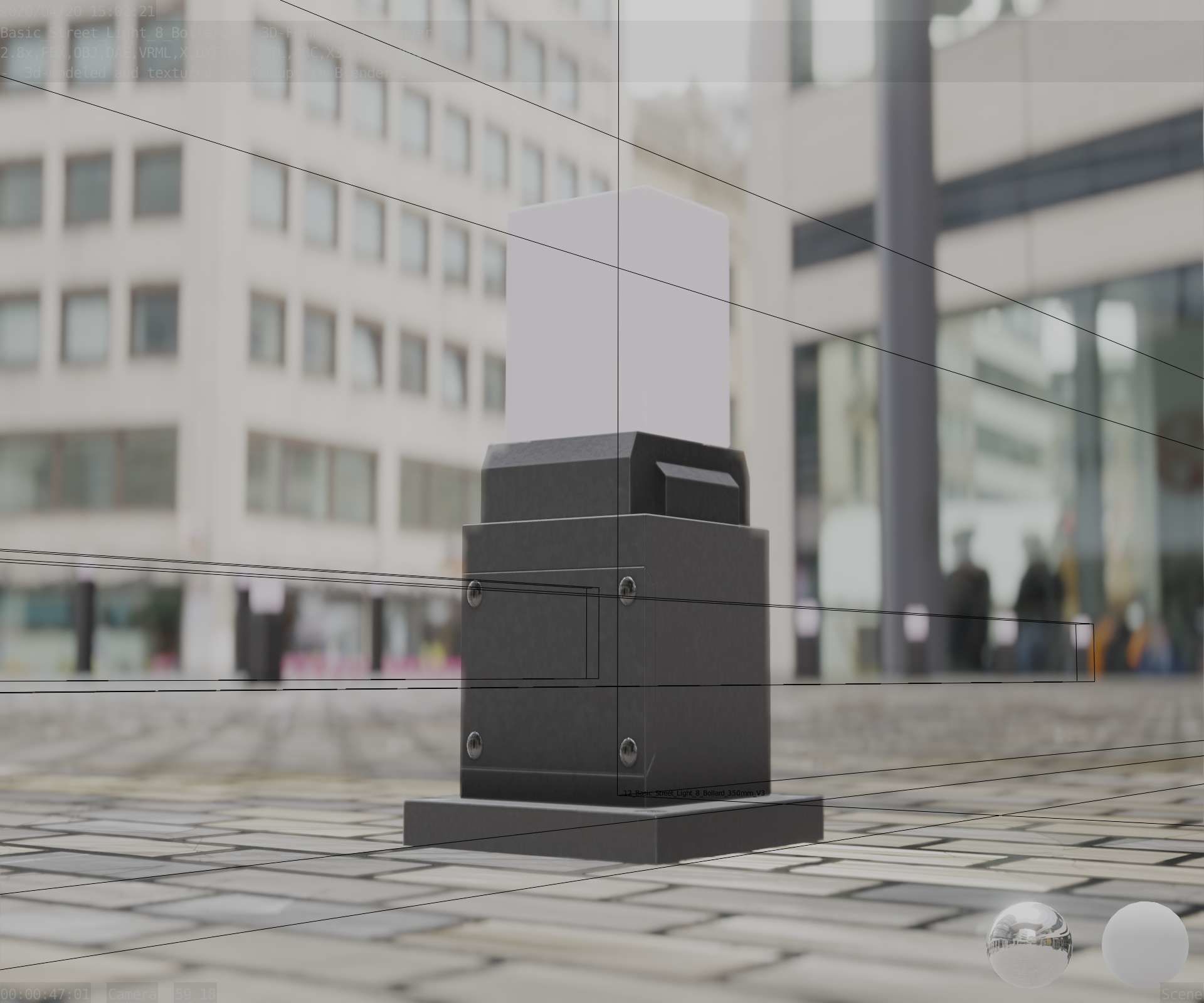 Street Light 8 Bollard 350mm Basic Version 3 Low-poly 3D model_42