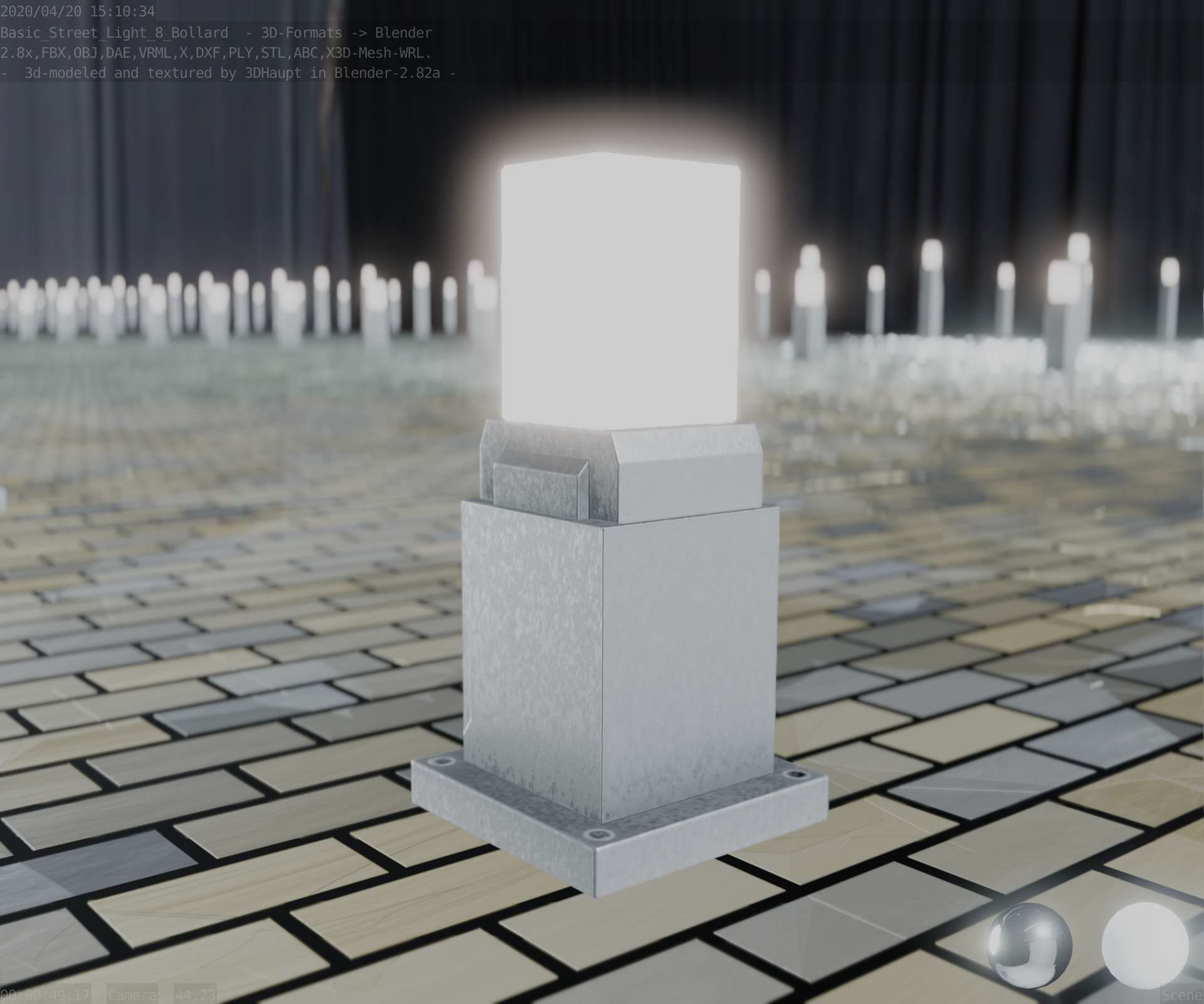 Street Light 8 Bollard 350mm Basic Version 3 Low-poly 3D model_93