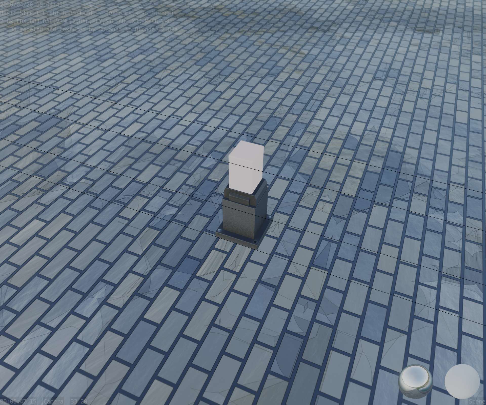 Street Light 8 Bollard 350mm Basic Version 3 Low-poly 3D model_56