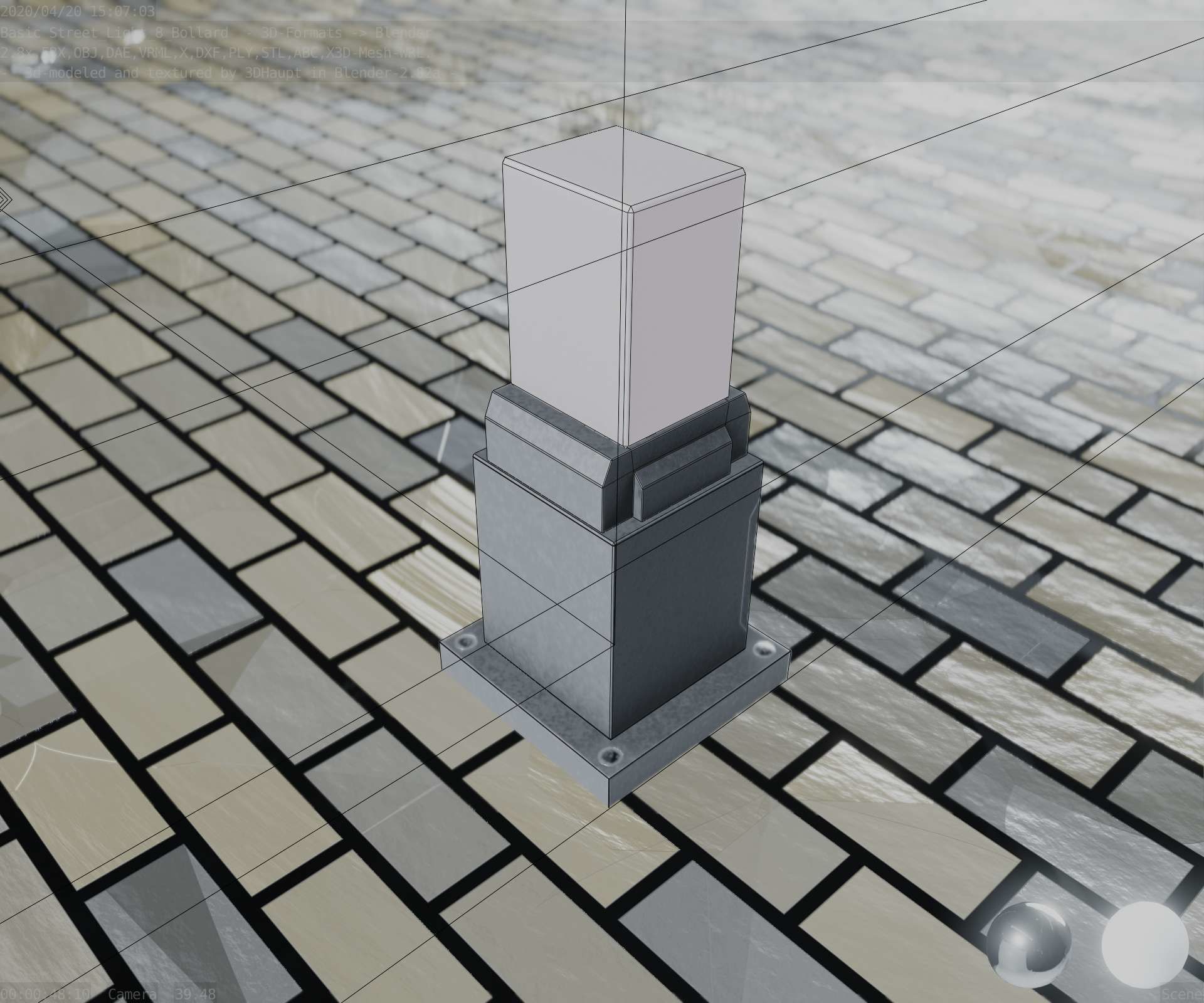 Street Light 8 Bollard 350mm Basic Version 3 Low-poly 3D model_79