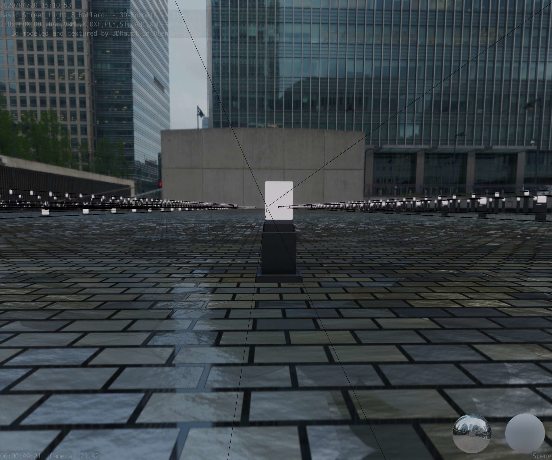 Street Light 8 Bollard 350mm Basic Version 3 Low-poly 3D model_97