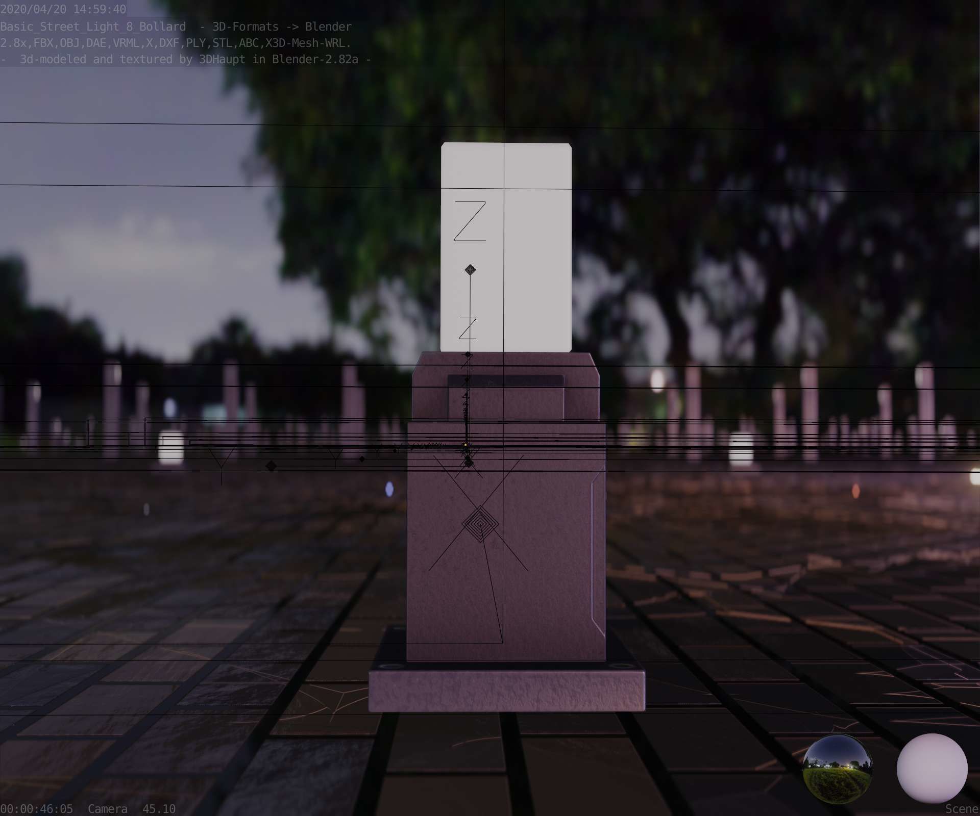 Street Light 8 Bollard 350mm Basic Version 3 Low-poly 3D model_22