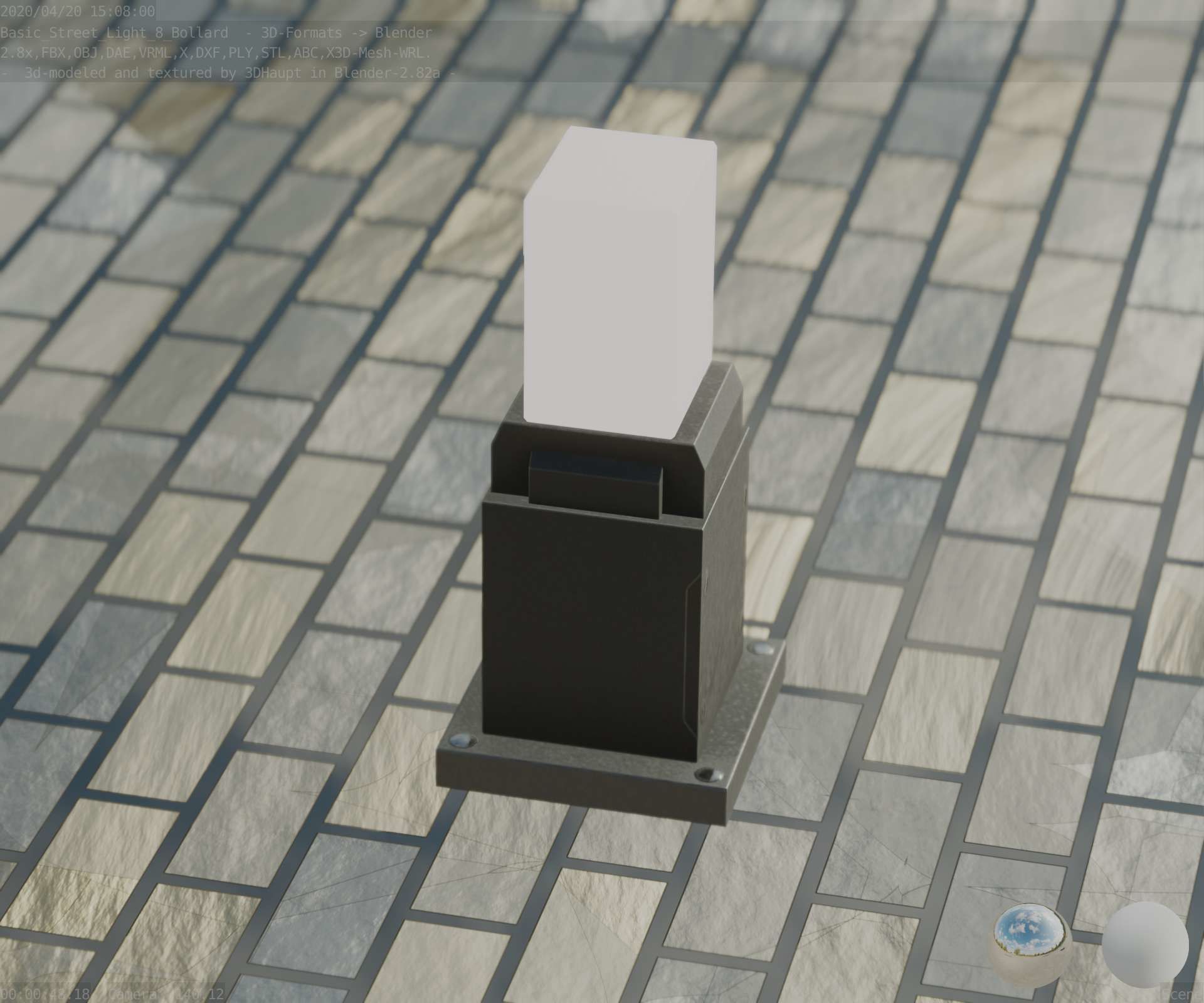 Street Light 8 Bollard 350mm Basic Version 3 Low-poly 3D model_87