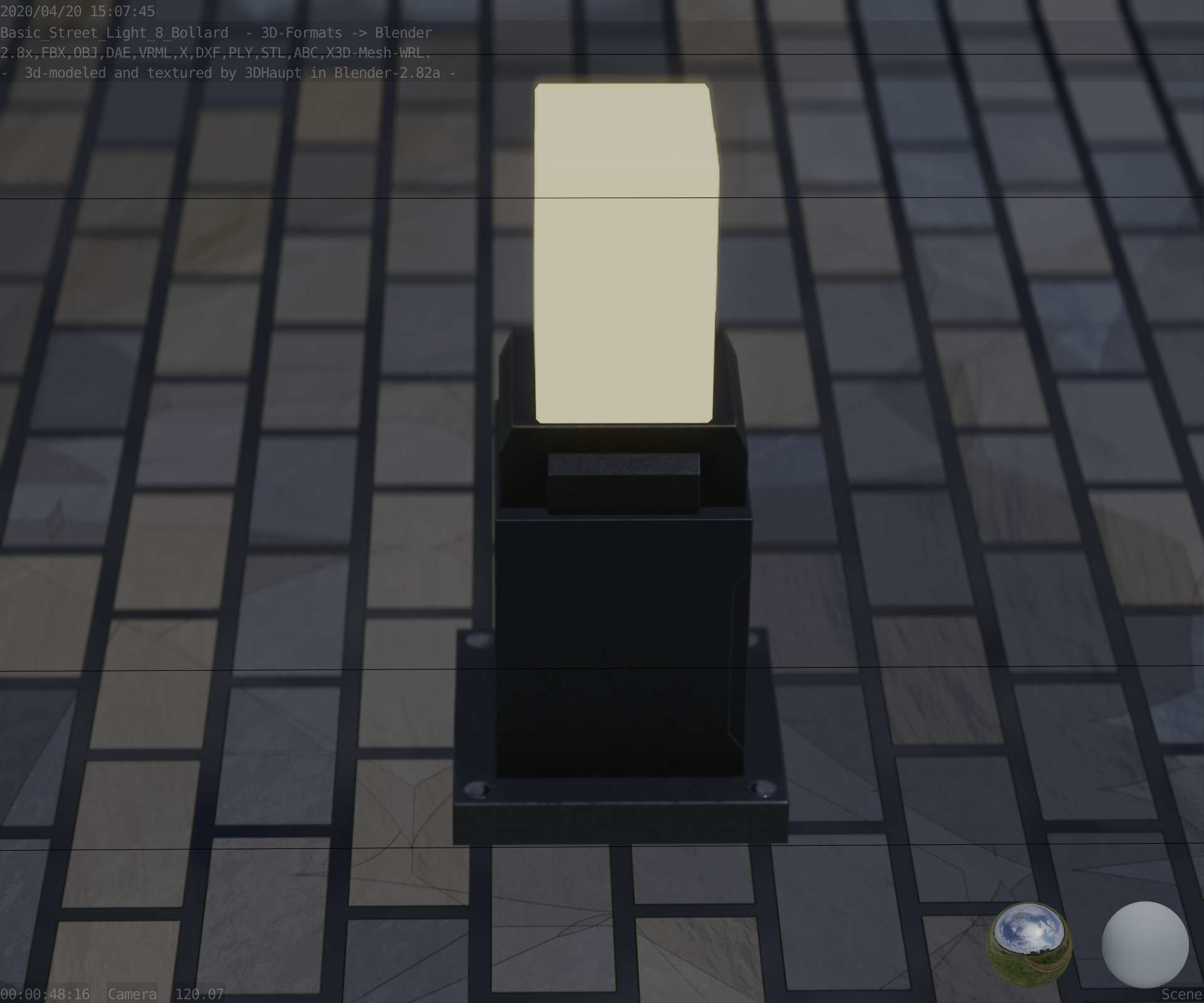 Street Light 8 Bollard 350mm Basic Version 3 Low-poly 3D model_85