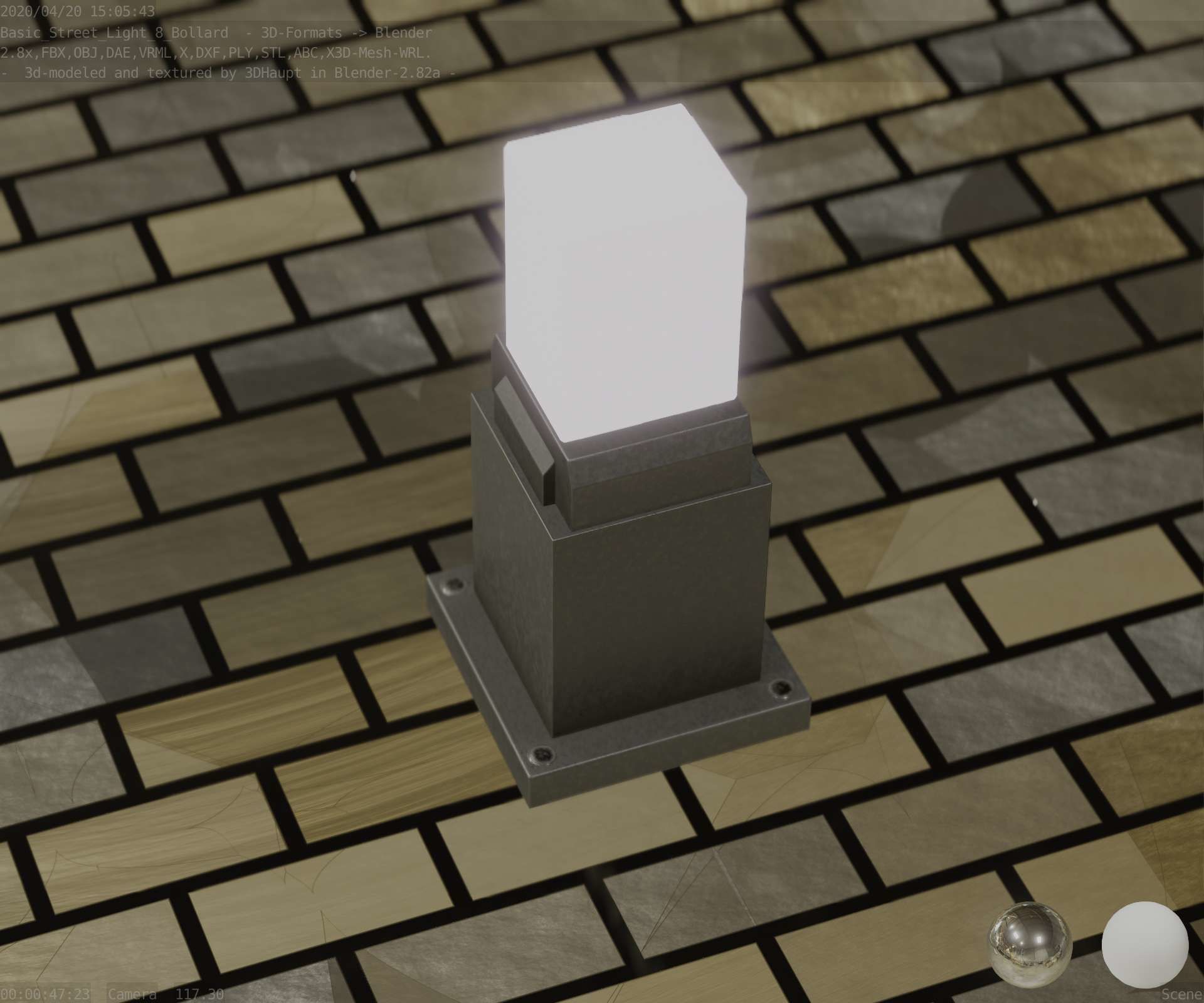 Street Light 8 Bollard 350mm Basic Version 3 Low-poly 3D model_68