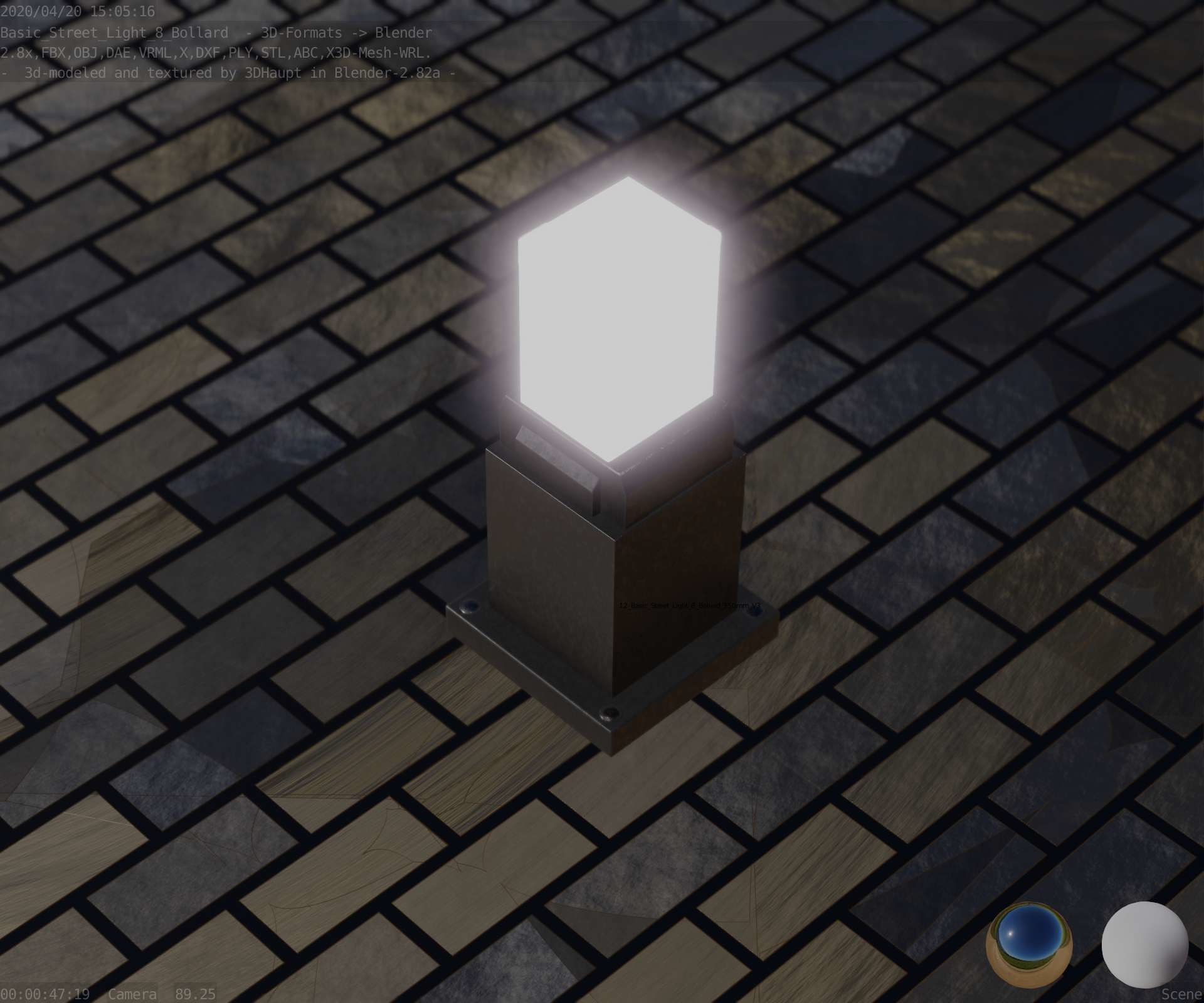 Street Light 8 Bollard 350mm Basic Version 3 Low-poly 3D model_60