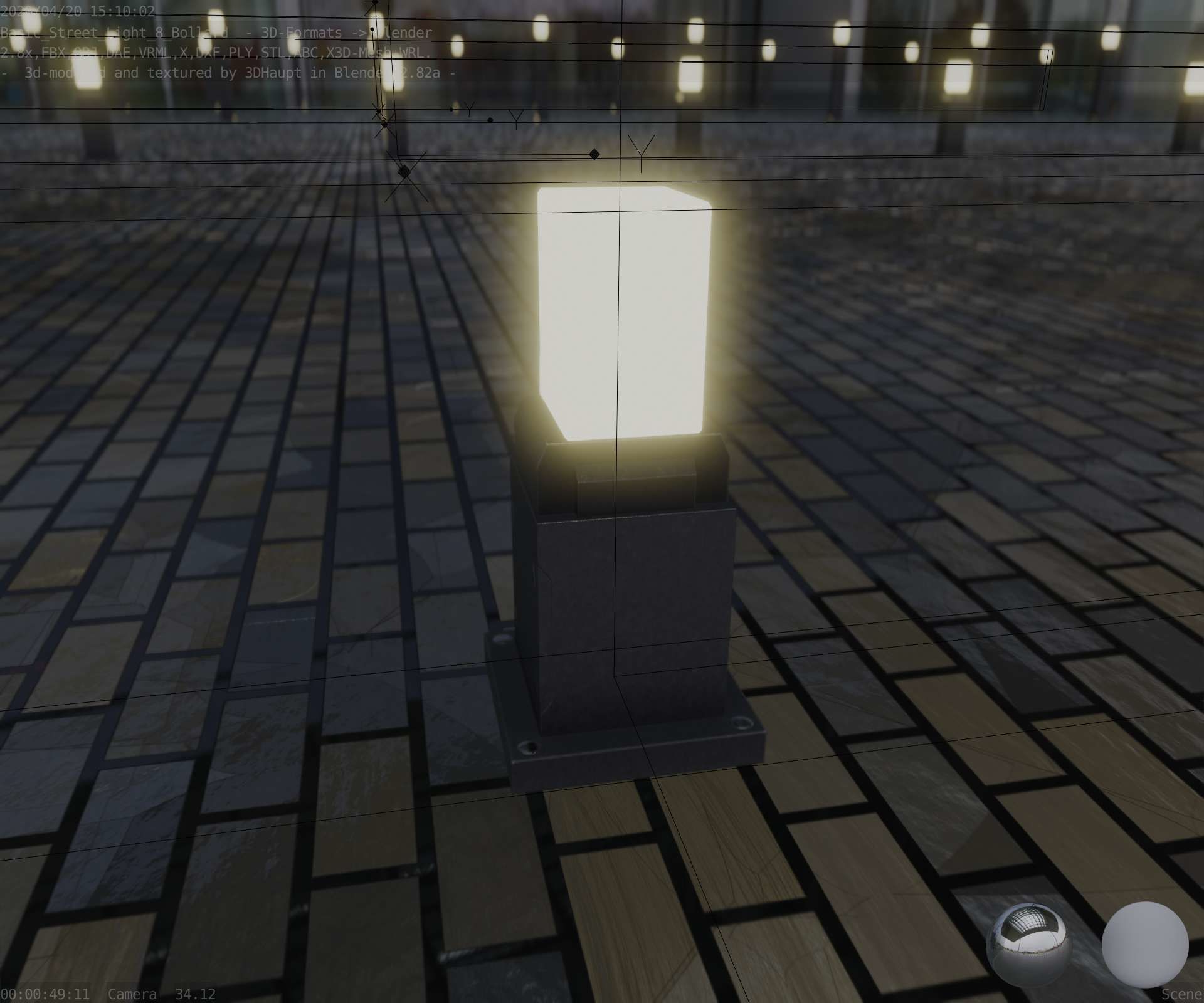 Street Light 8 Bollard 350mm Basic Version 3 Low-poly 3D model_63