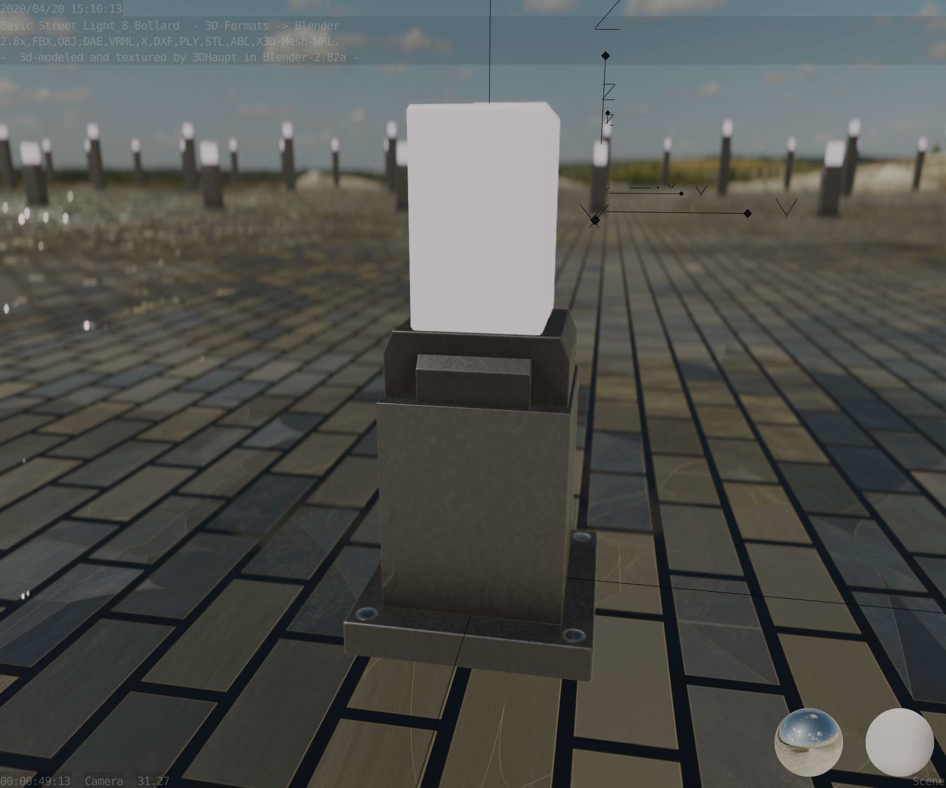 Street Light 8 Bollard 350mm Basic Version 3 Low-poly 3D model_65