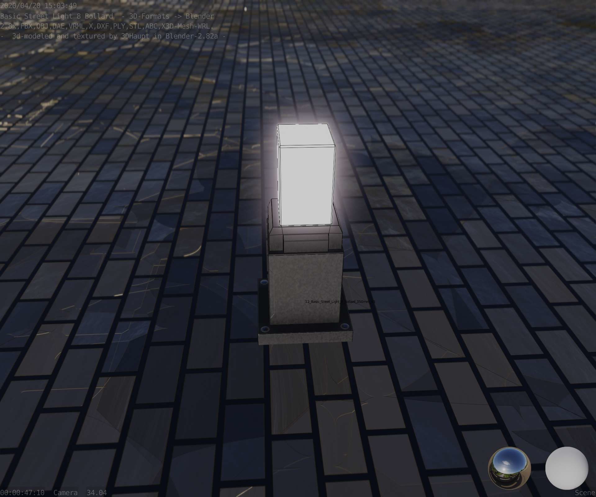 Street Light 8 Bollard 350mm Basic Version 3 Low-poly 3D model_51