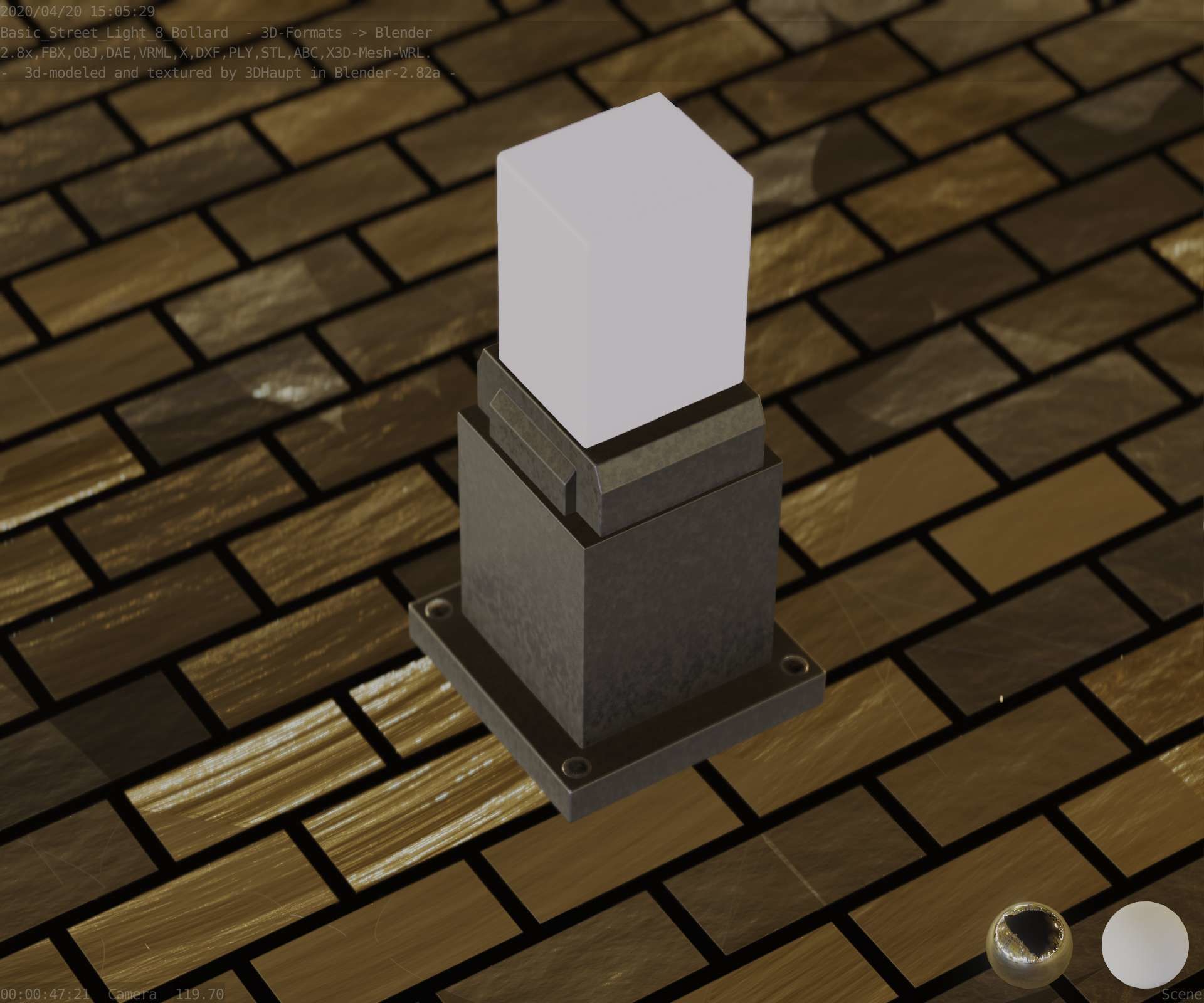 Street Light 8 Bollard 350mm Basic Version 3 Low-poly 3D model_66