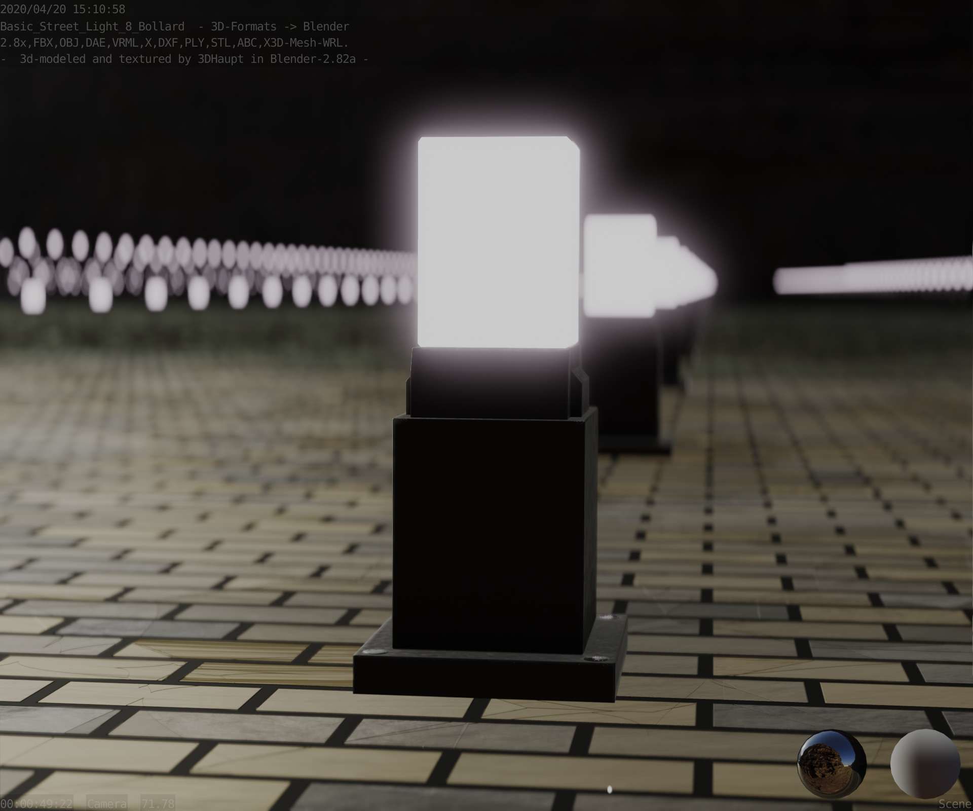 Street Light 8 Bollard 350mm Basic Version 3 Low-poly 3D model_98