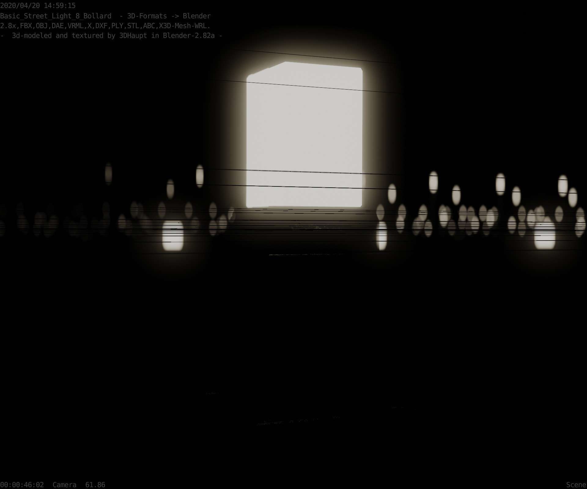 Street Light 8 Bollard 350mm Basic Version 3 Low-poly 3D model_19