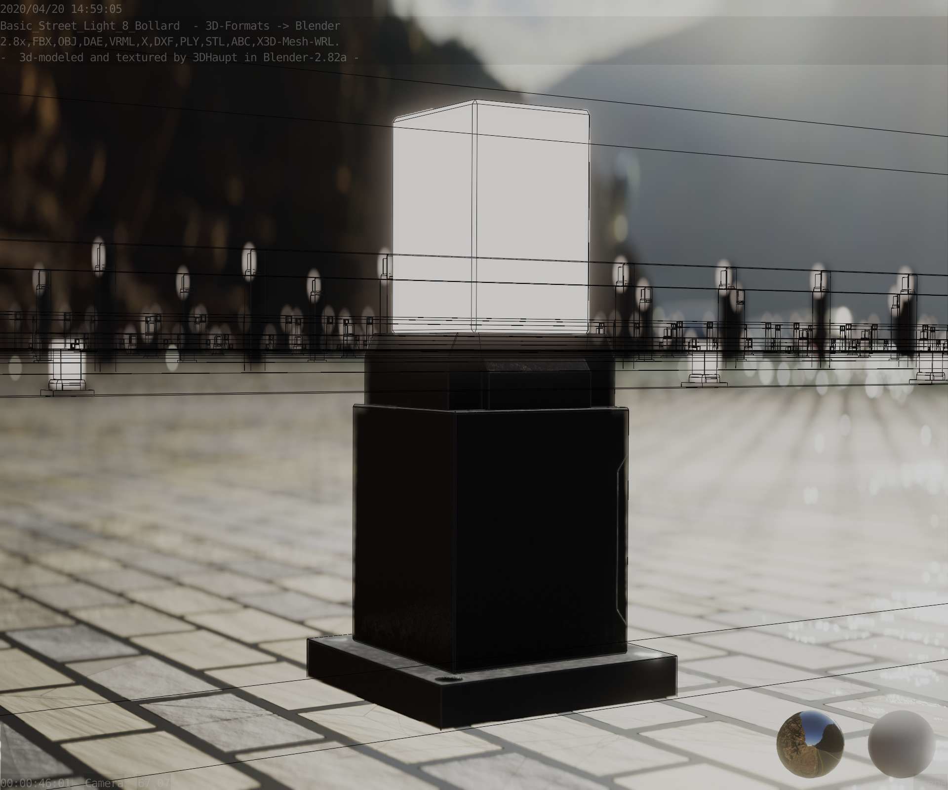 Street Light 8 Bollard 350mm Basic Version 3 Low-poly 3D model_18