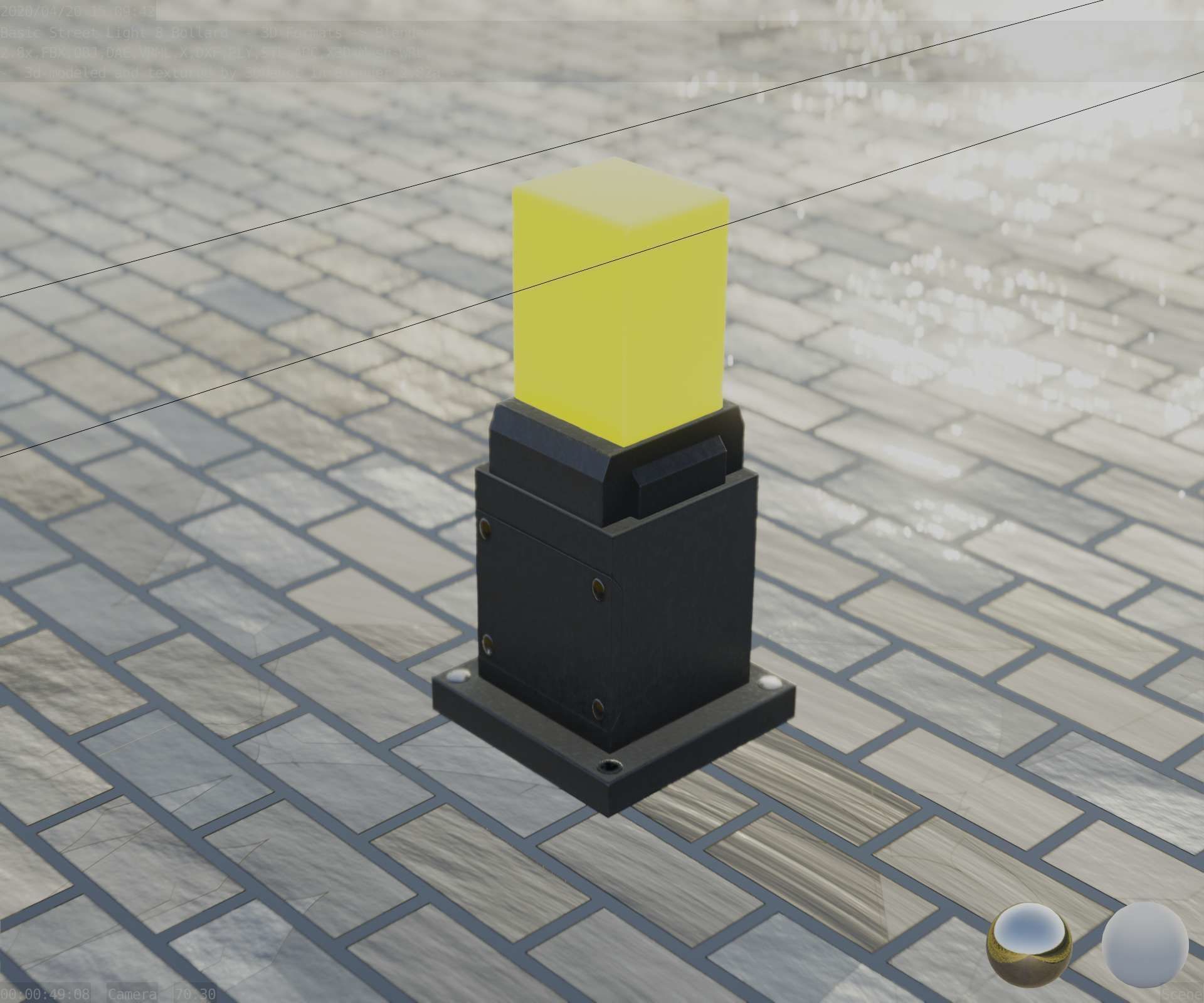 Street Light 8 Bollard 350mm Basic Version 3 Low-poly 3D model_12