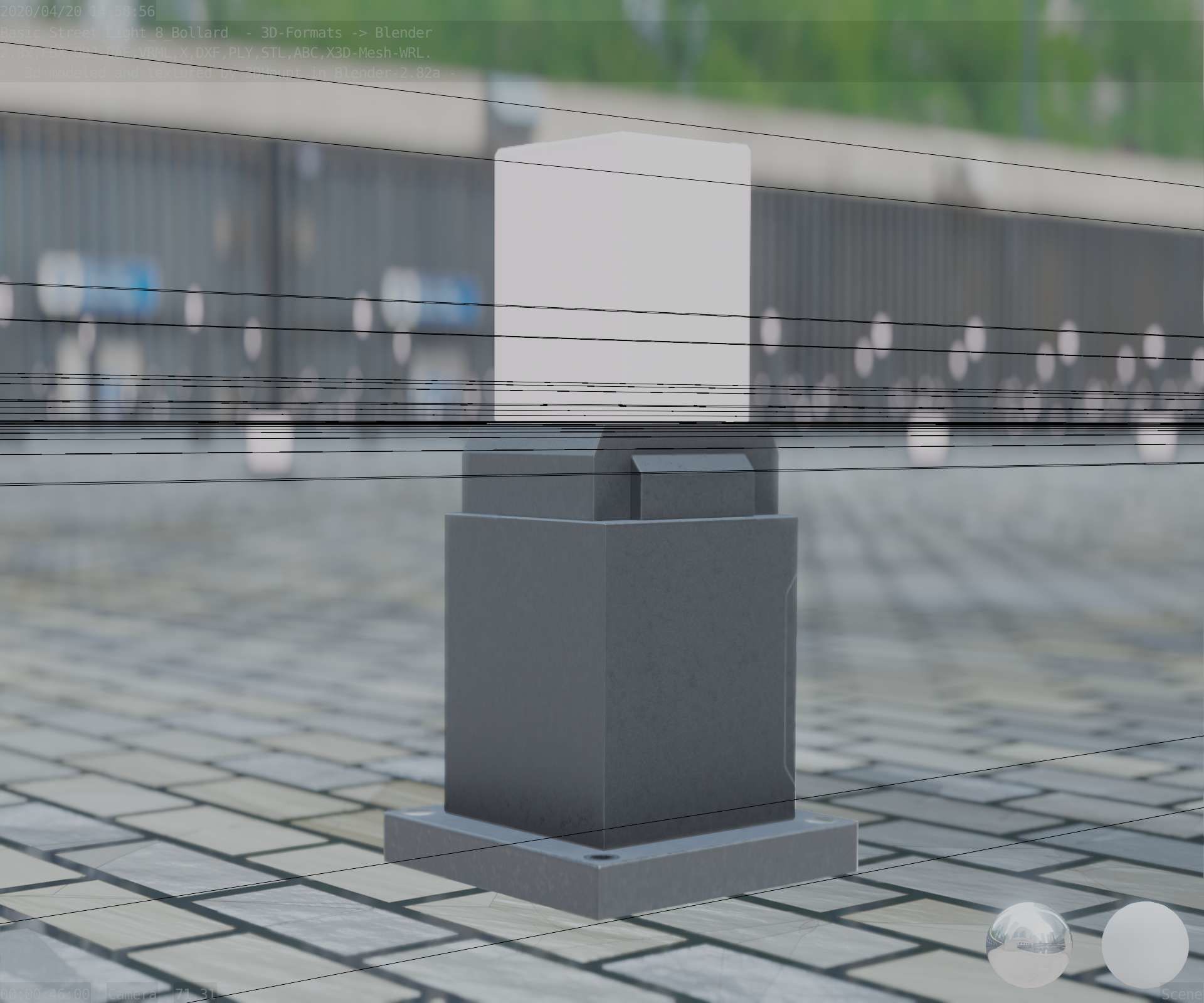 Street Light 8 Bollard 350mm Basic Version 3 Low-poly 3D model_17