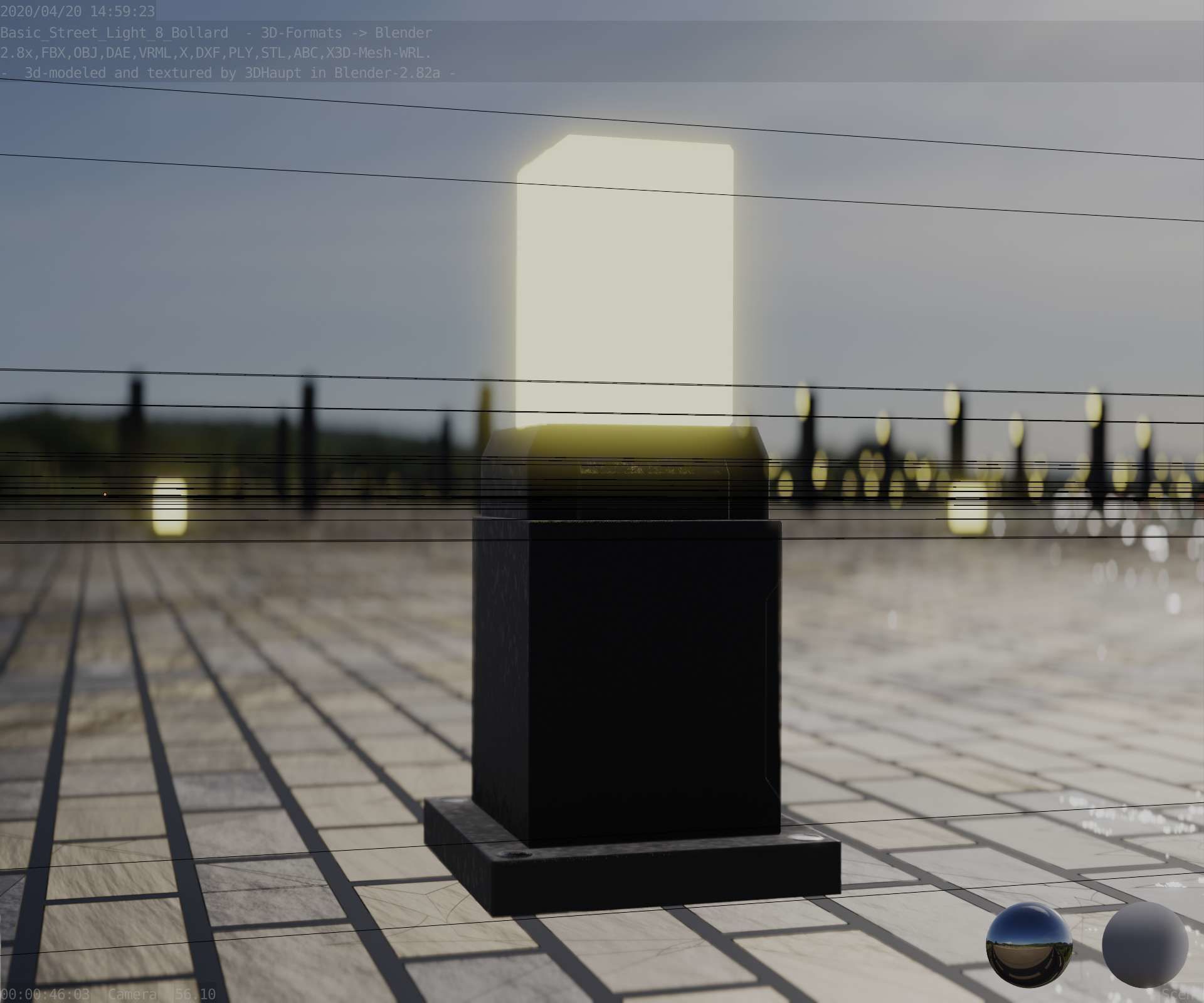 Street Light 8 Bollard 350mm Basic Version 3 Low-poly 3D model_20