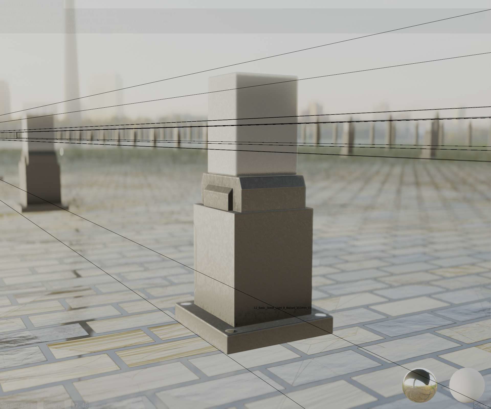 Street Light 8 Bollard 350mm Basic Version 3 Low-poly 3D model_94