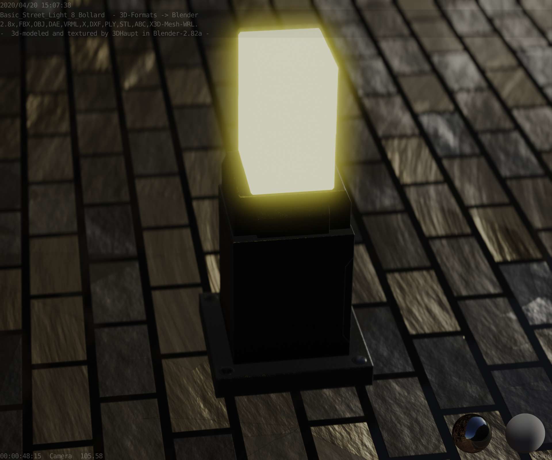 Street Light 8 Bollard 350mm Basic Version 3 Low-poly 3D model_84