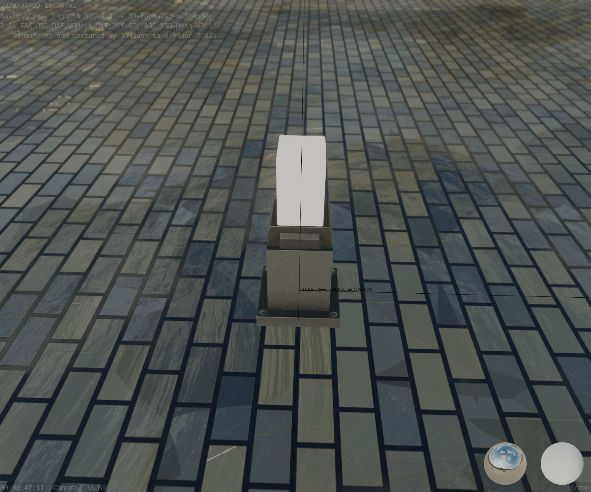Street Light 8 Bollard 350mm Basic Version 3 Low-poly 3D model_52