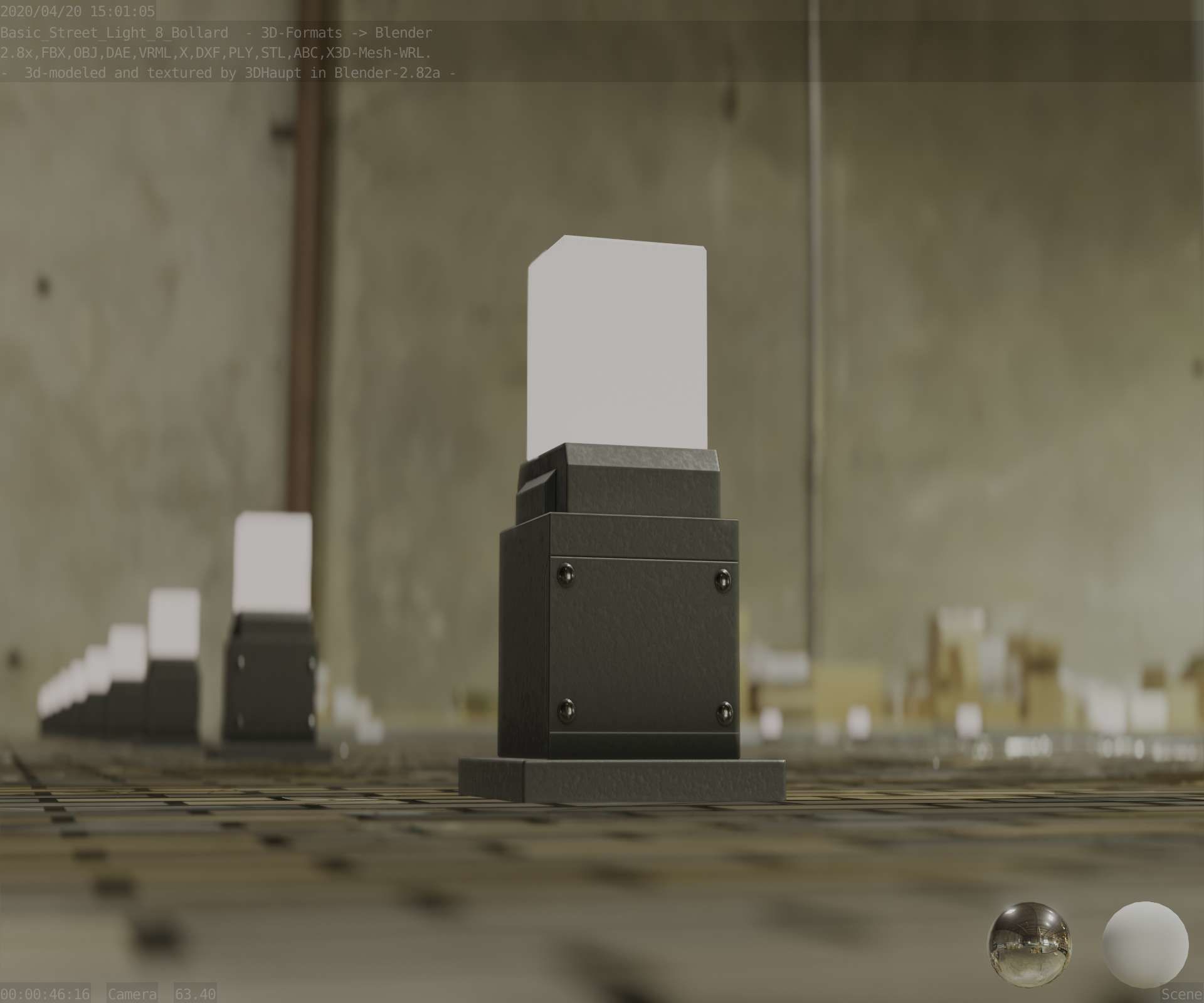 Street Light 8 Bollard 350mm Basic Version 3 Low-poly 3D model_33