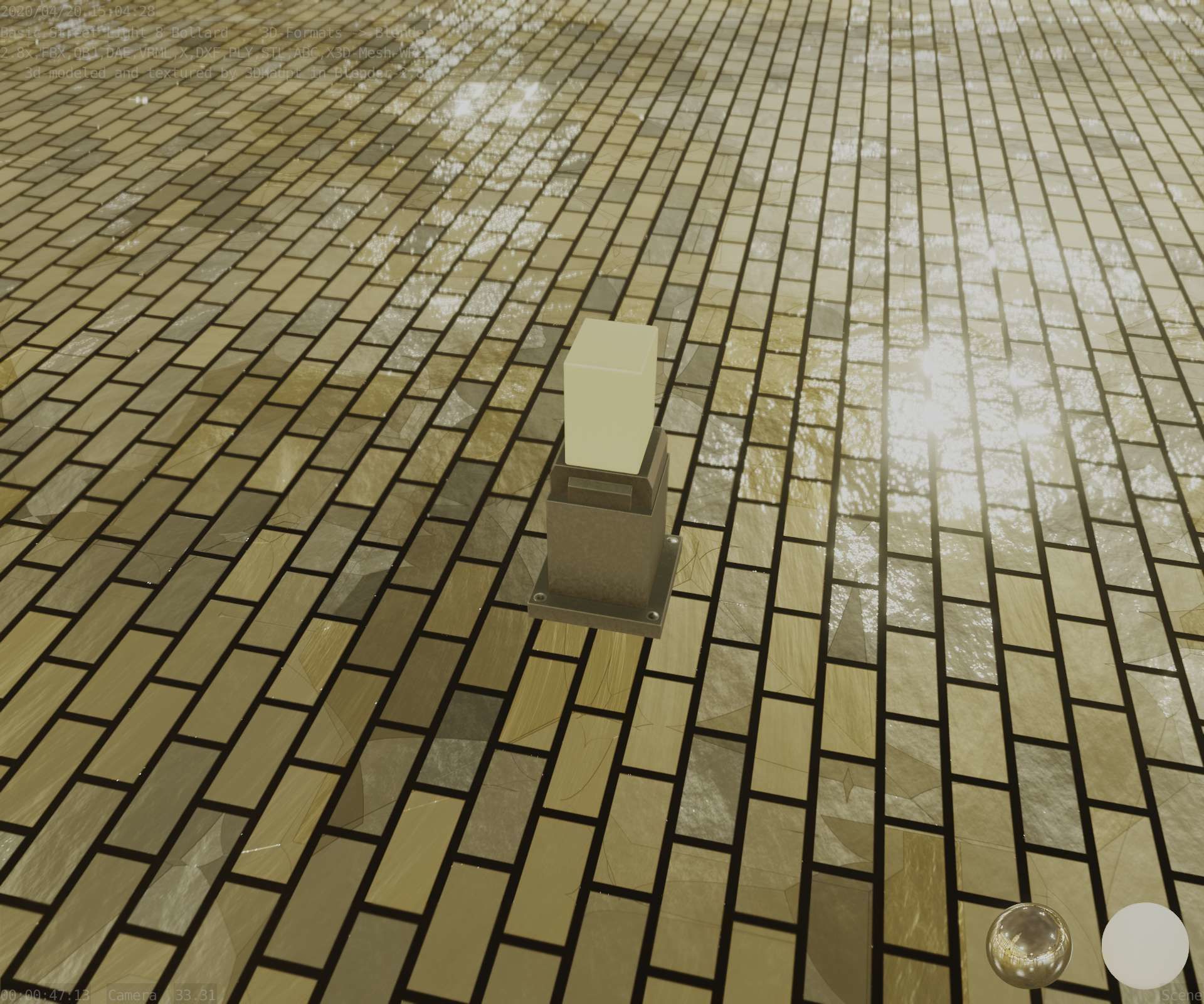 Street Light 8 Bollard 350mm Basic Version 3 Low-poly 3D model_54