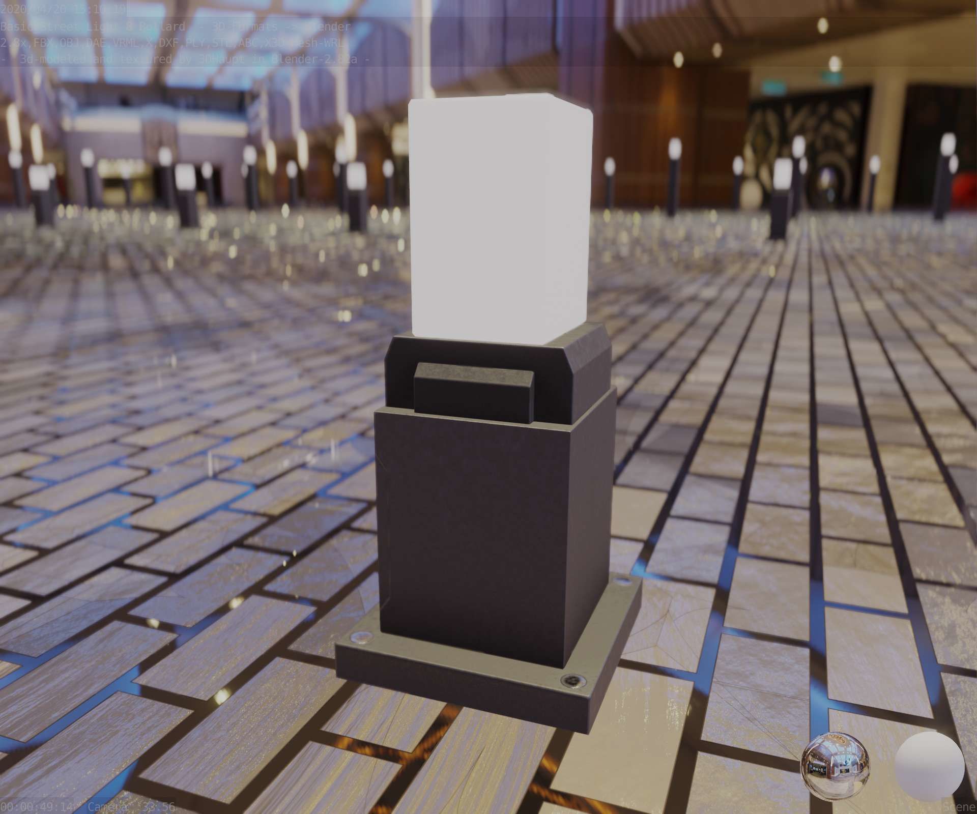 Street Light 8 Bollard 350mm Basic Version 3 Low-poly 3D model_90