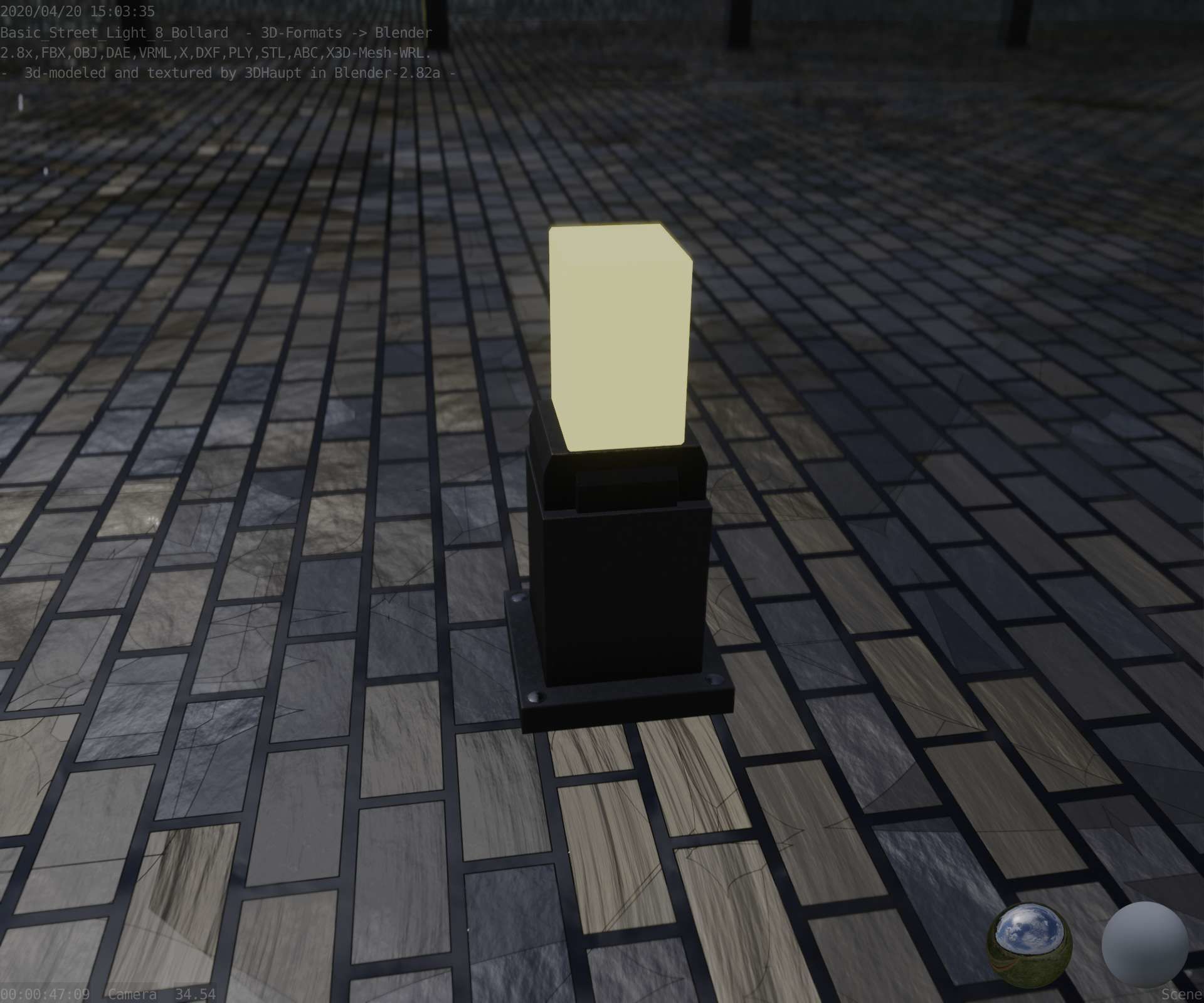 Street Light 8 Bollard 350mm Basic Version 3 Low-poly 3D model_50