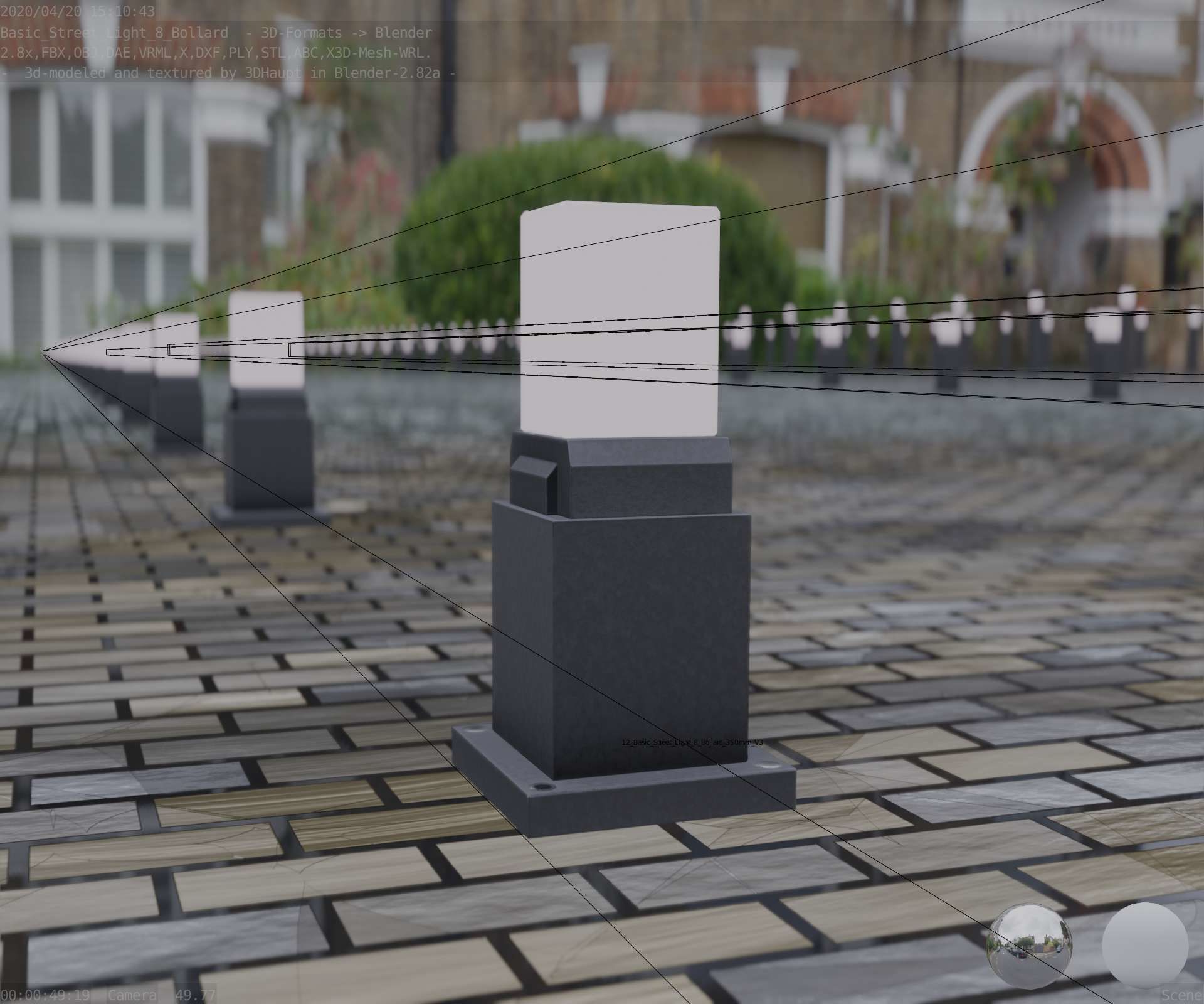 Street Light 8 Bollard 350mm Basic Version 3 Low-poly 3D model_95