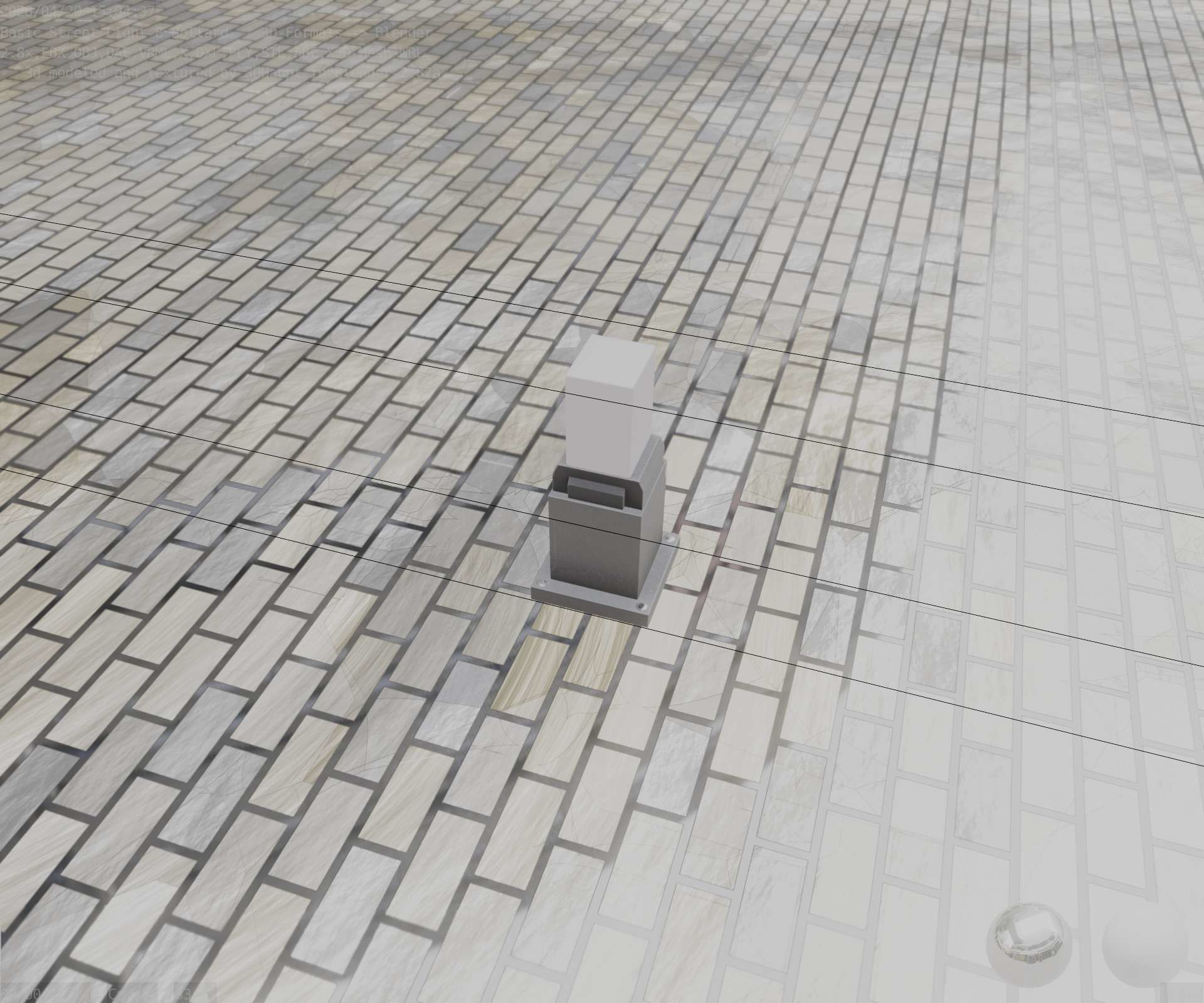 Street Light 8 Bollard 350mm Basic Version 3 Low-poly 3D model_55