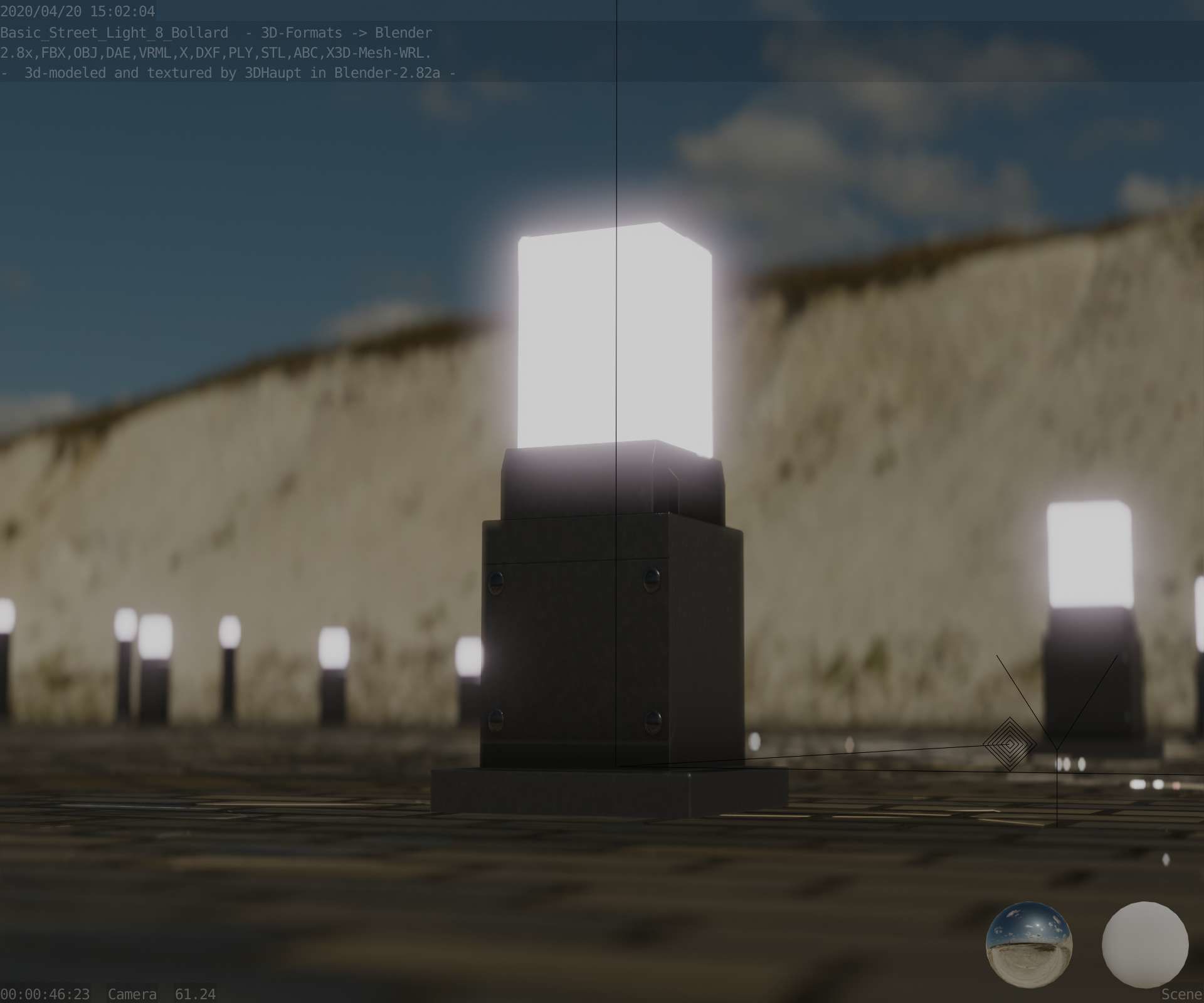 Street Light 8 Bollard 350mm Basic Version 3 Low-poly 3D model_40