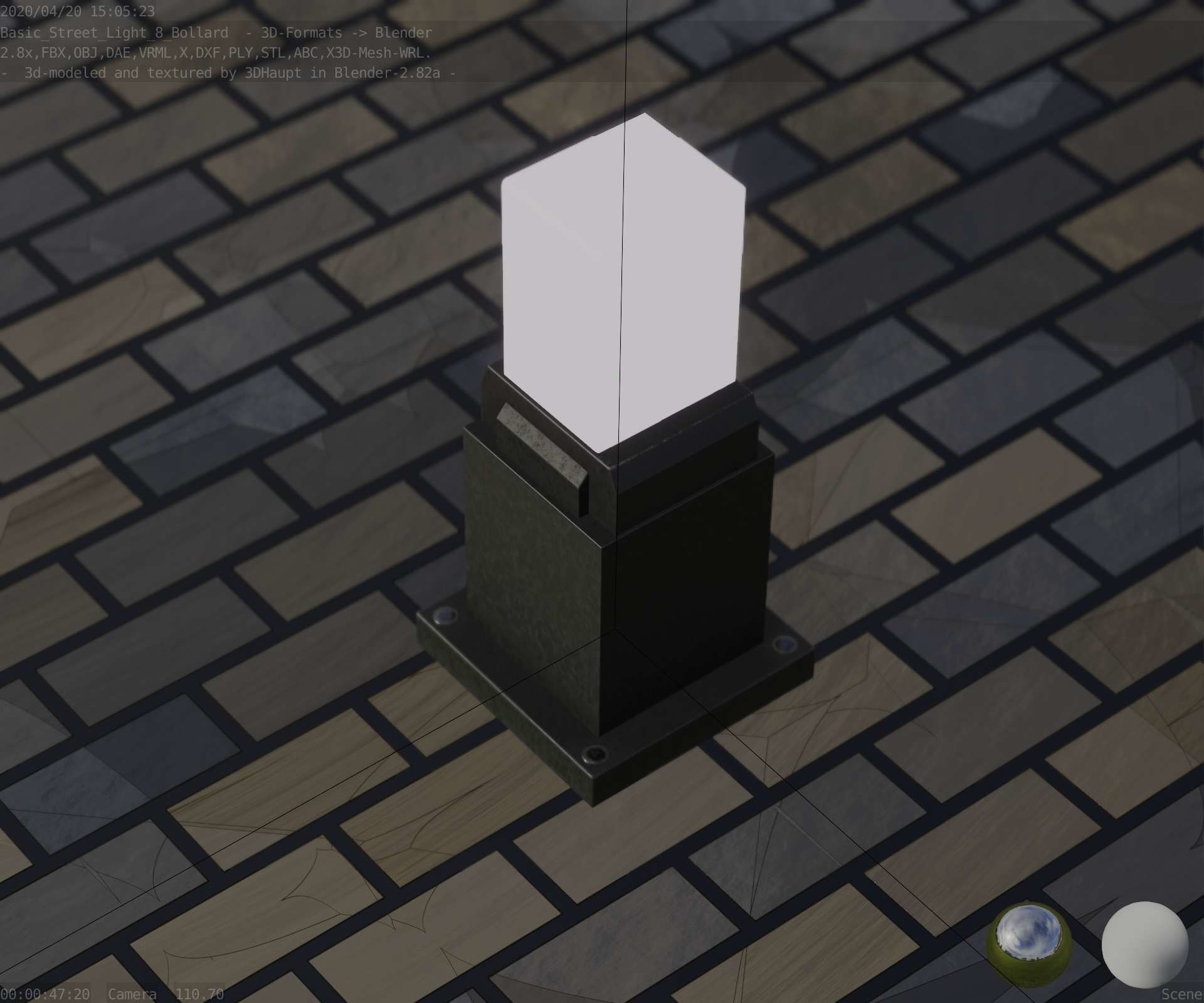 Street Light 8 Bollard 350mm Basic Version 3 Low-poly 3D model_61