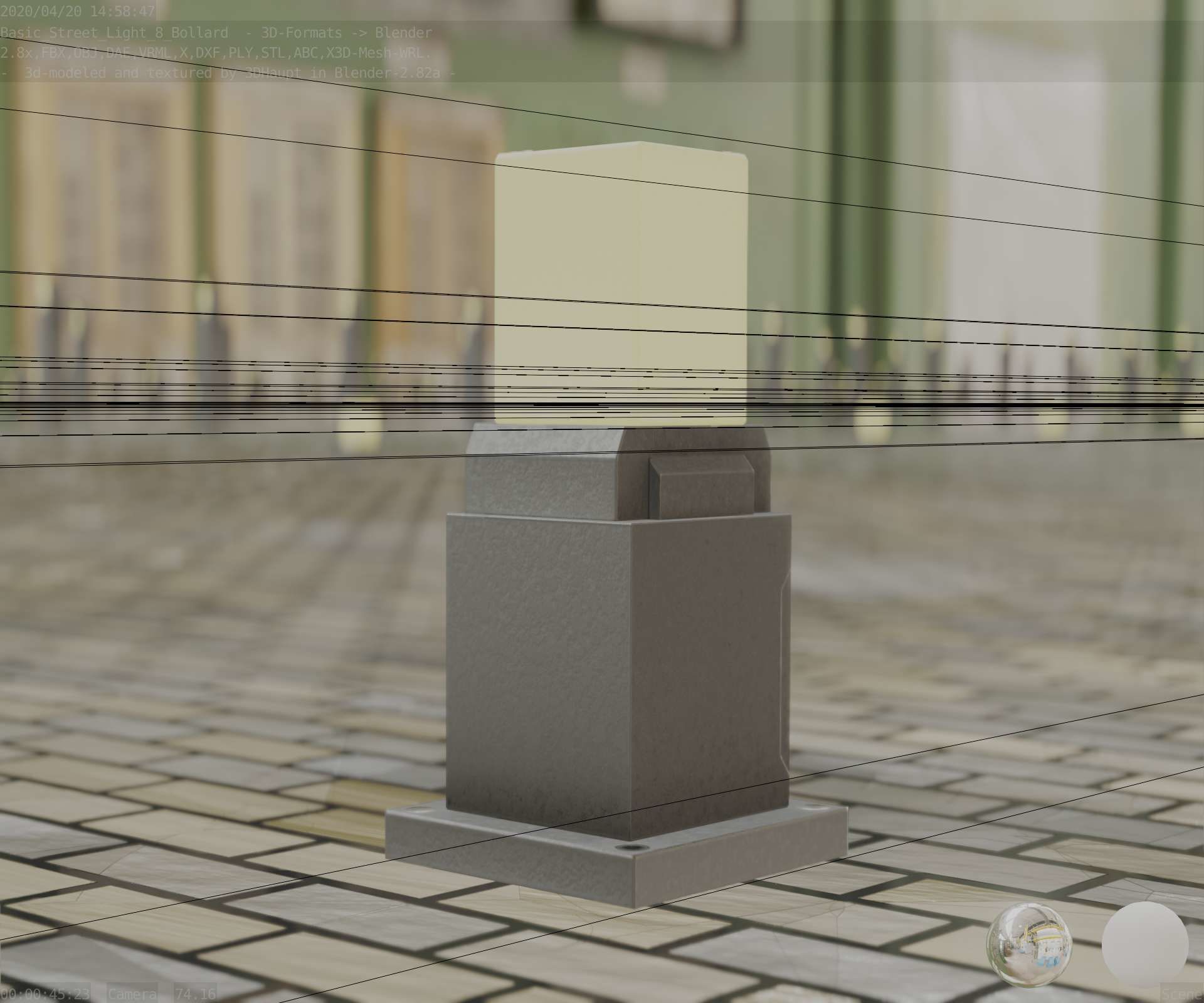 Street Light 8 Bollard 350mm Basic Version 3 Low-poly 3D model_16