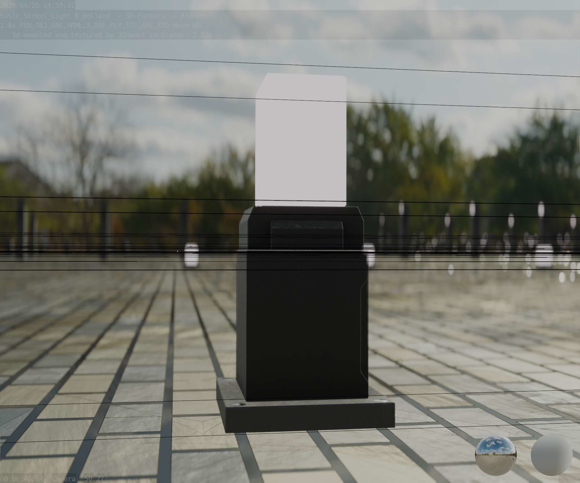 Street Light 8 Bollard 350mm Basic Version 3 Low-poly 3D model_21