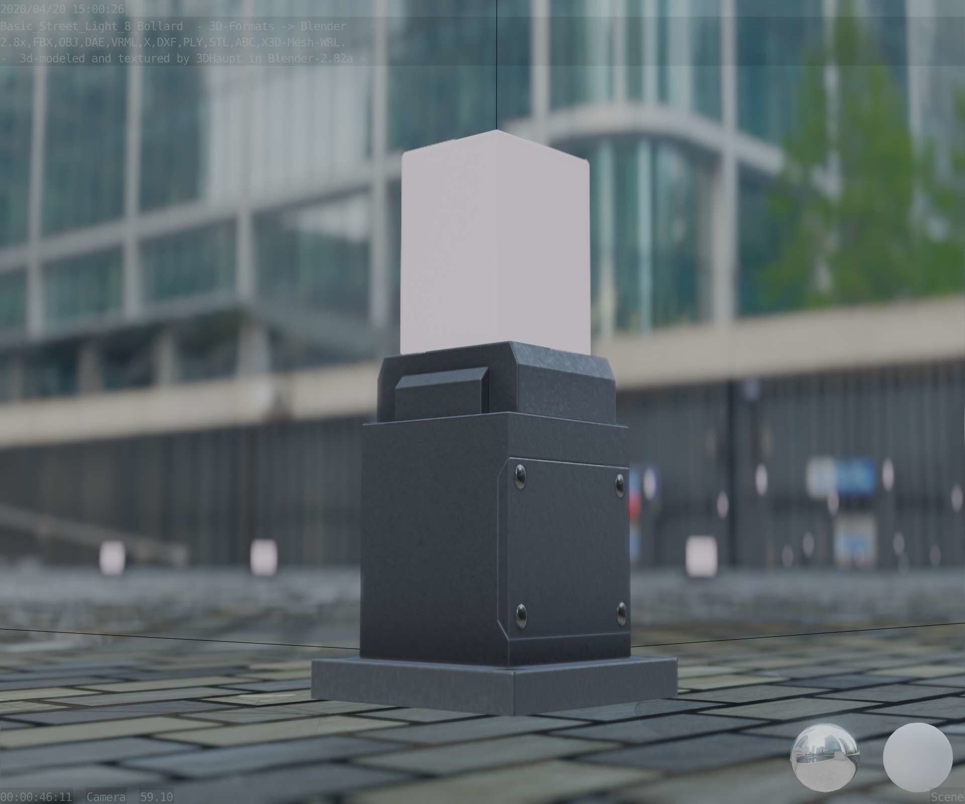 Street Light 8 Bollard 350mm Basic Version 3 Low-poly 3D model_28