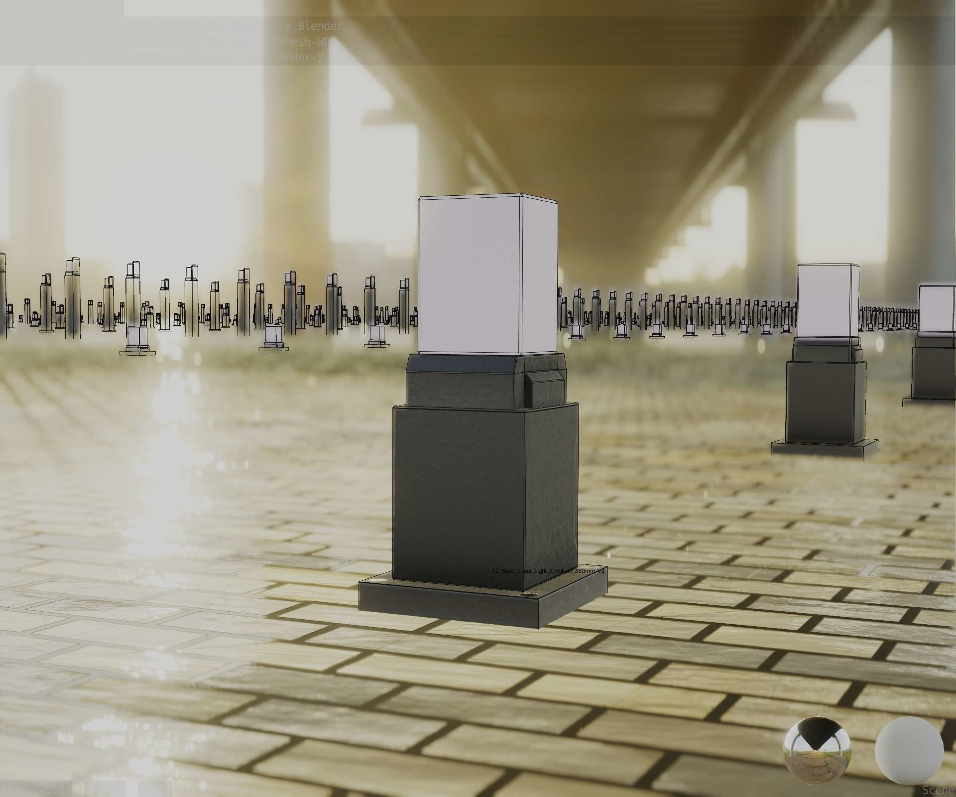 Street Light 8 Bollard 350mm Basic Version 3 Low-poly 3D model_14