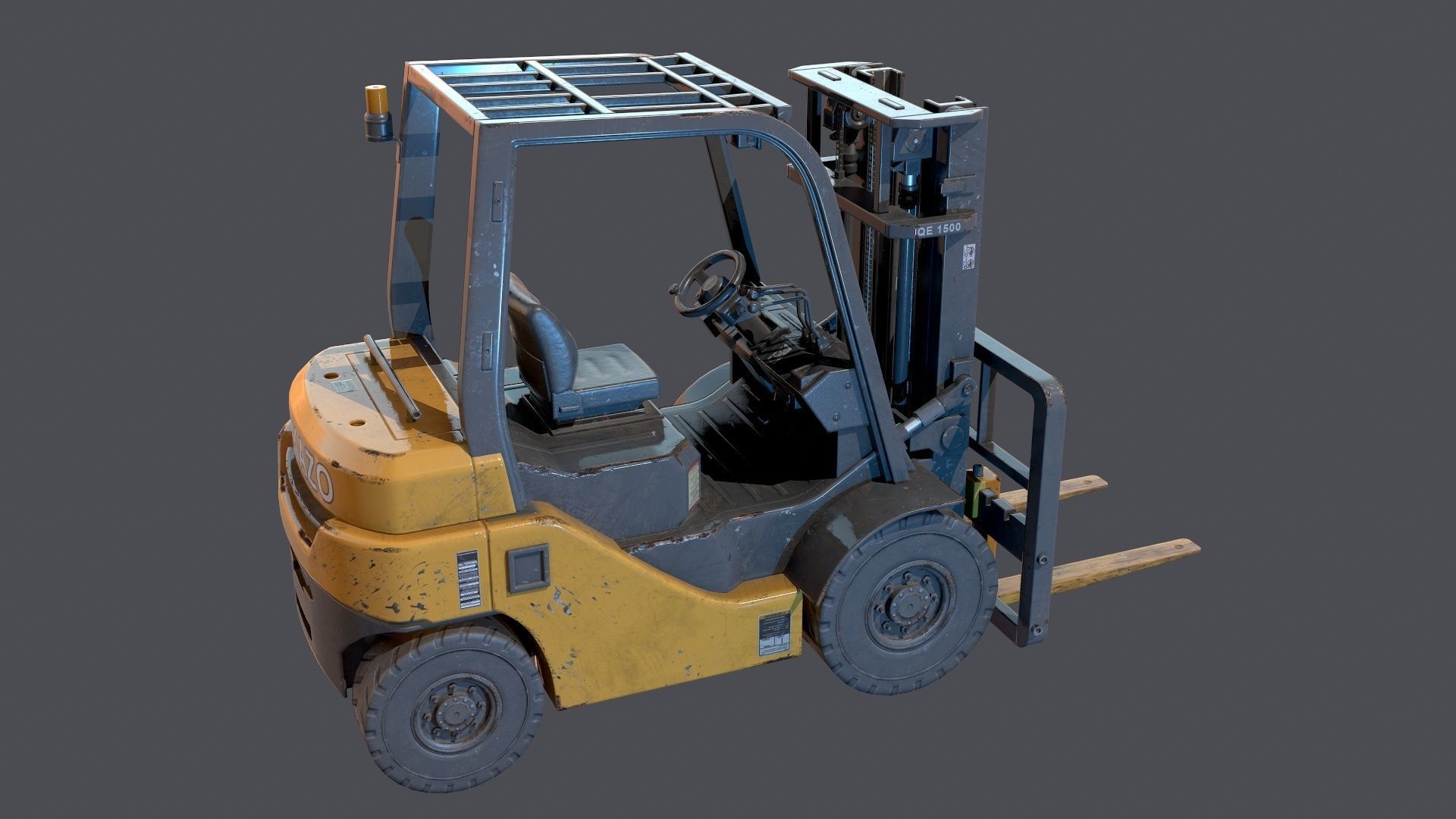 Industrial Forklift Low-poly 3D model_1
