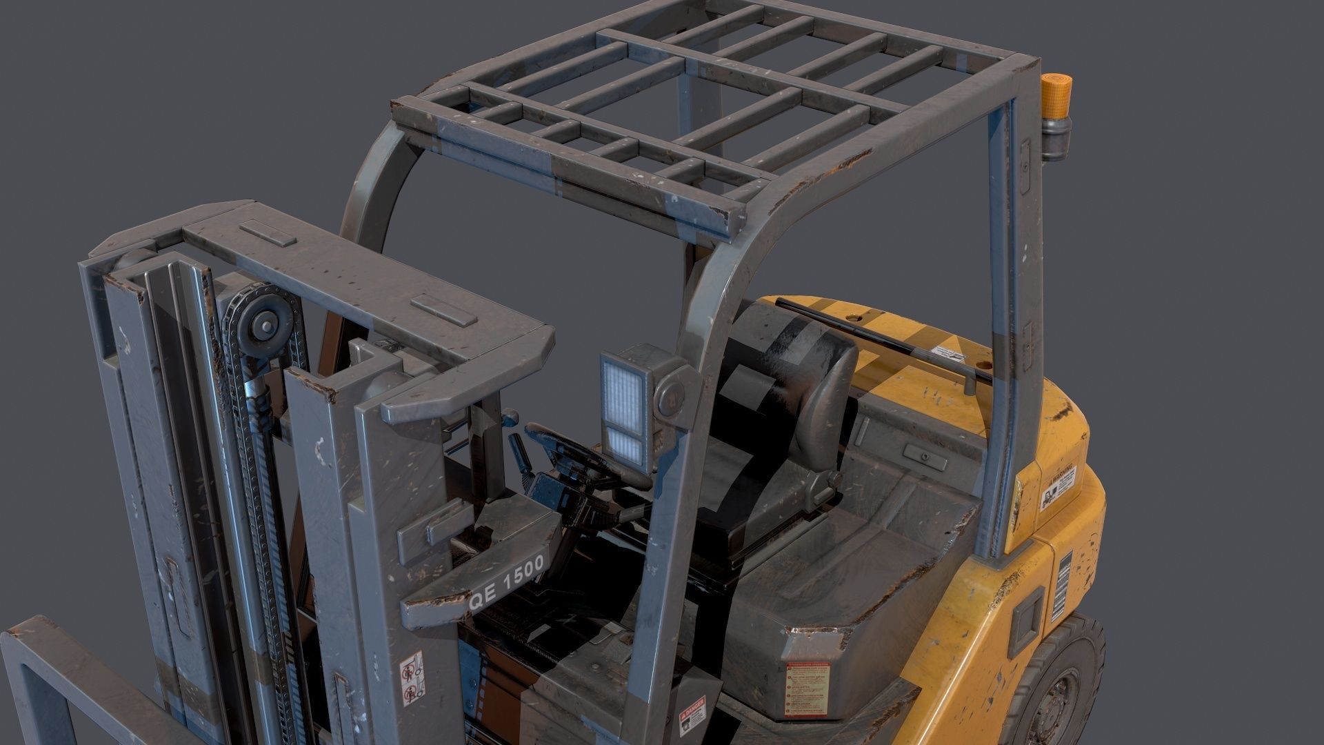 Industrial Forklift Low-poly 3D model_8